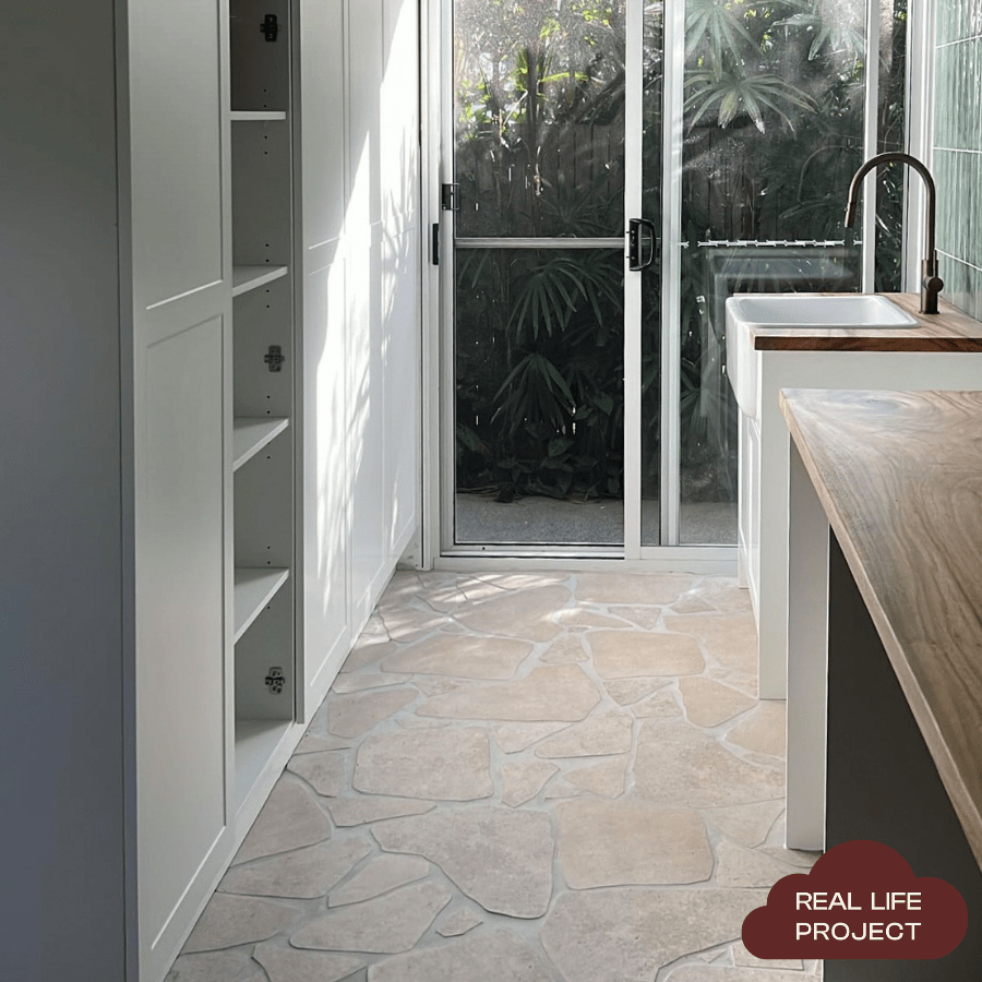 Clovelly Travertine Look Crazy Paving Tile - Natural Stone Floor & Wall Tiles for Patio, Garden, and Outdoor Landscaping