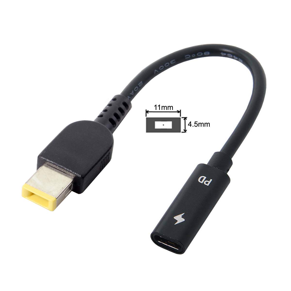USB-C to Rectangle 11.0x4.5mm Power Plug PD Emulator Cable for Lenovo ThinkPad X1 Carbon - Fast Charging Adapter for Laptops, Office & Travel Use