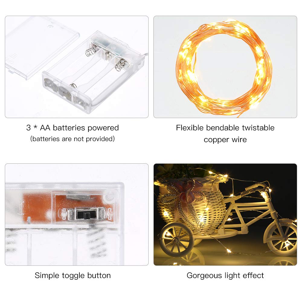 Ariceleo 2-Pack LED Fairy Lights - 5m Warm White for Bedroom, Wedding & Party Decor