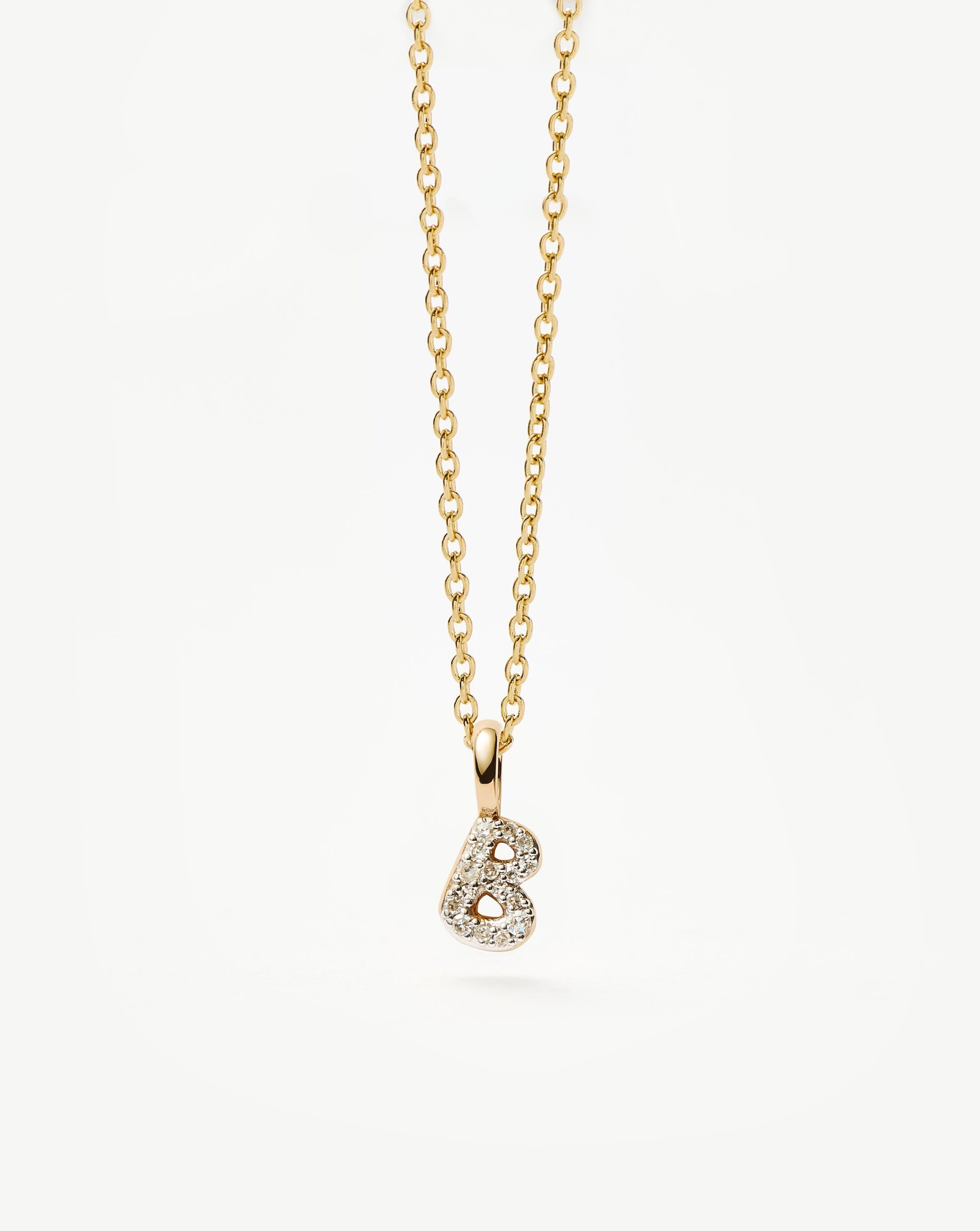 14K Solid Yellow Gold Plated Diamond Initial Mini Pendant Necklace - Personalized Letter B Jewelry for Women | Perfect Gift for Birthday, Anniversary & Valentine's Day
