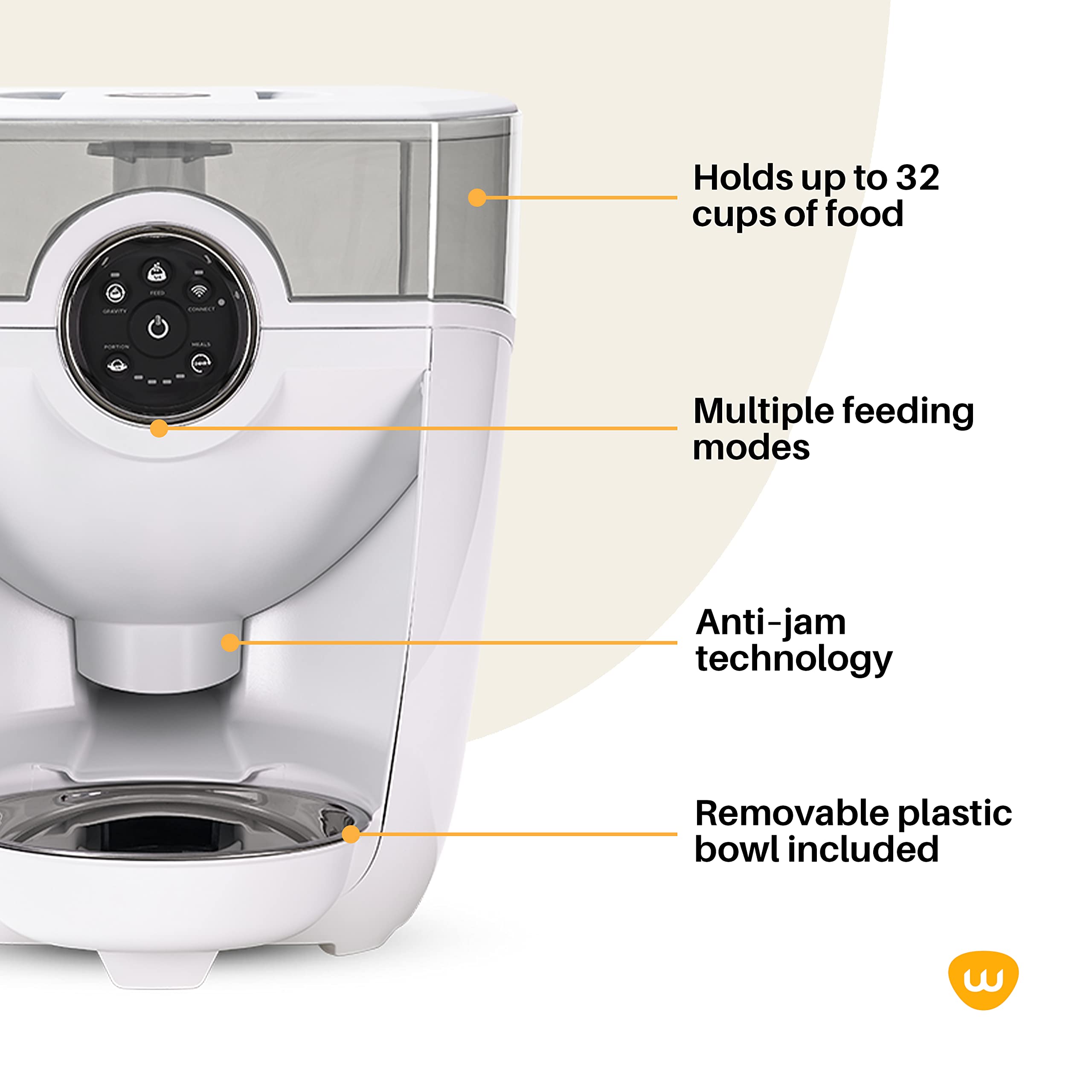Whisker Feeder-Robot - Smart Automatic Pet Feeder for Cats & Dogs with Backup Battery, Clear Hopper (White) | USA Designed & Assembled | Remote Feeding via App for Home, Travel & Office Use