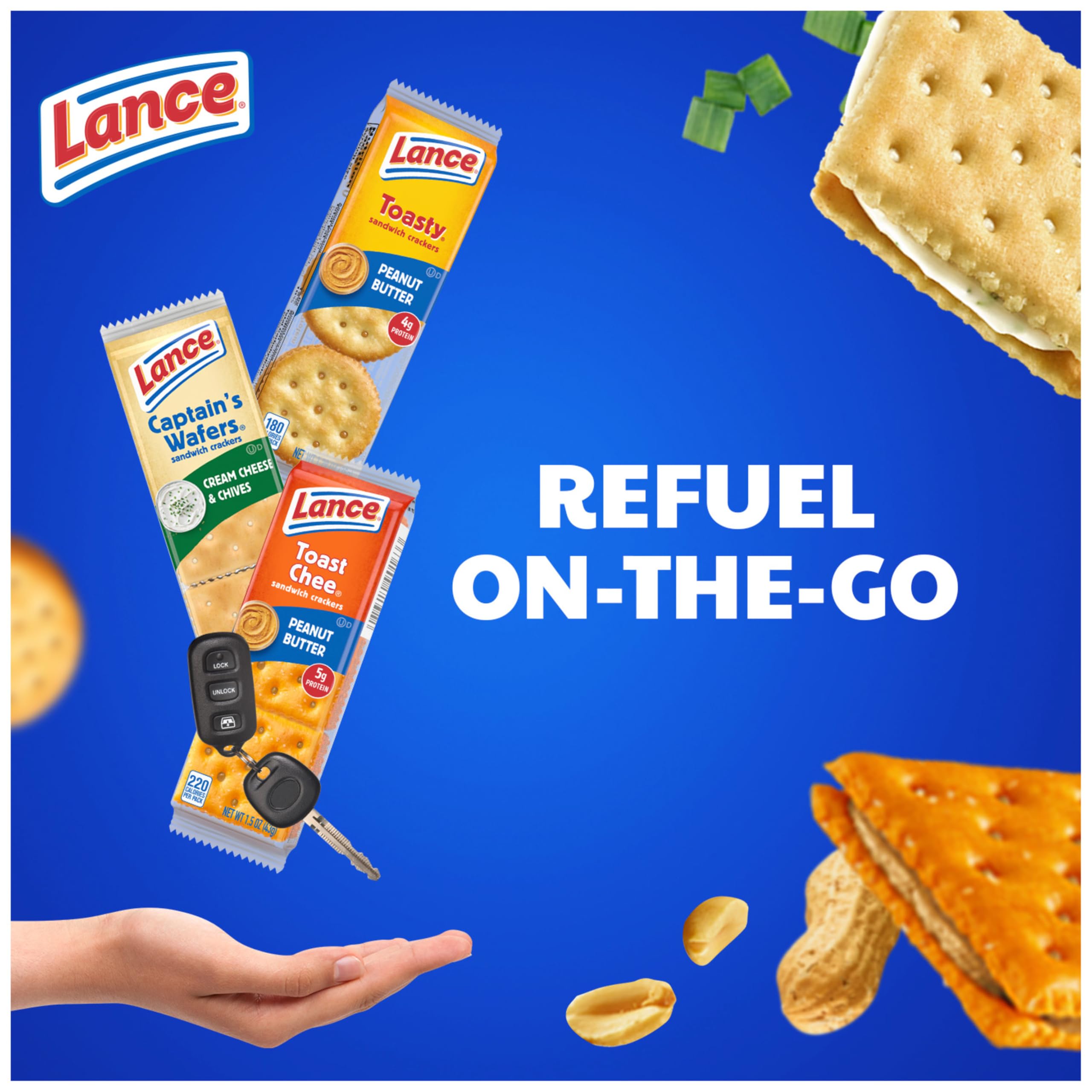 Lance Sandwich Crackers Variety Pack - 3 Flavors, 10 Individually Wrapped Packs (6 Sandwiches Each) | Perfect for Lunch Boxes, Office Snacks & Road Trips