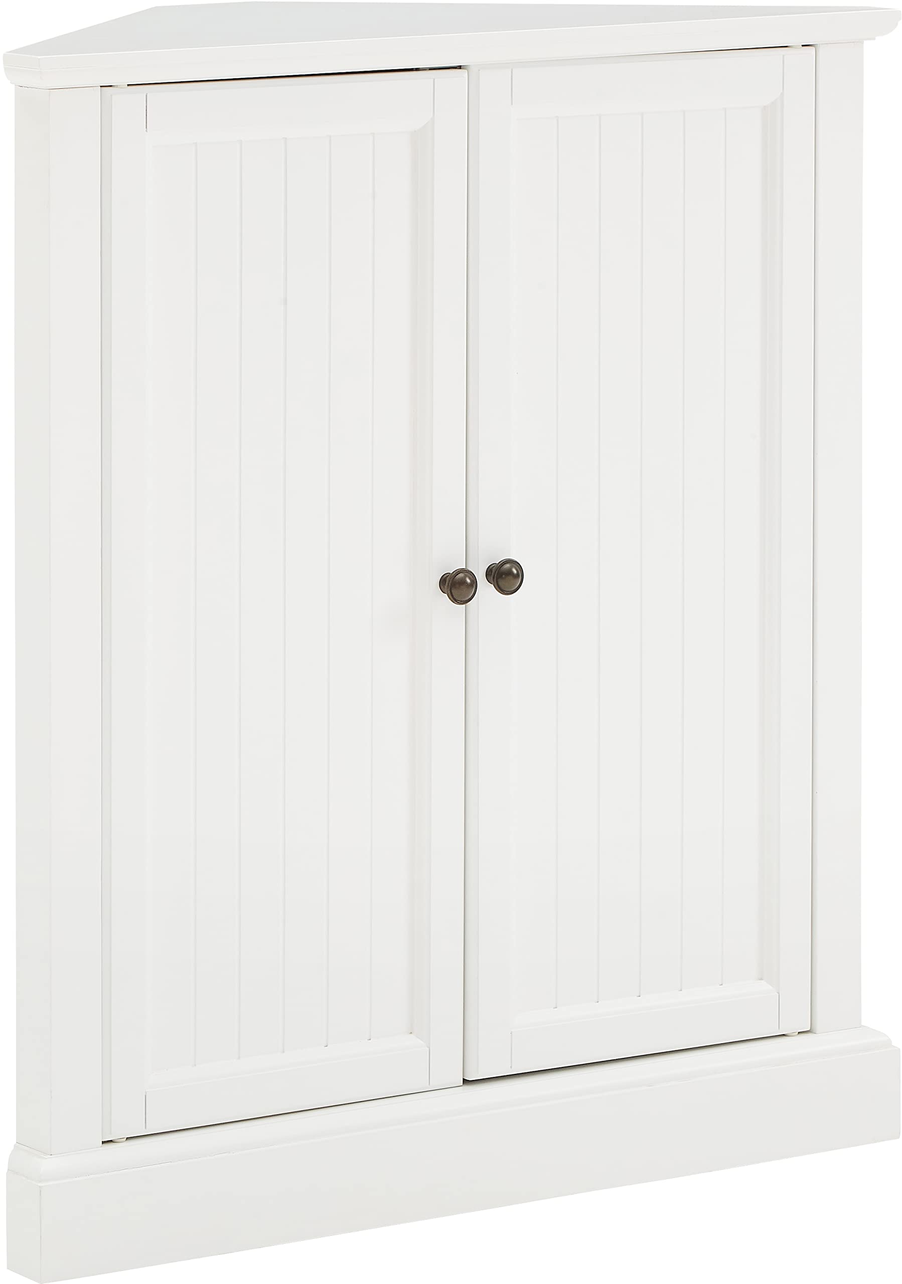 Crosley Furniture Shoreline Stackable Corner Pantry Cabinet with Adjustable Shelves - White Kitchen Storage Organizer for Pantry, Dining Room & Laundry Room - Space-Saving Corner Solution for Small Homes & Apartments
