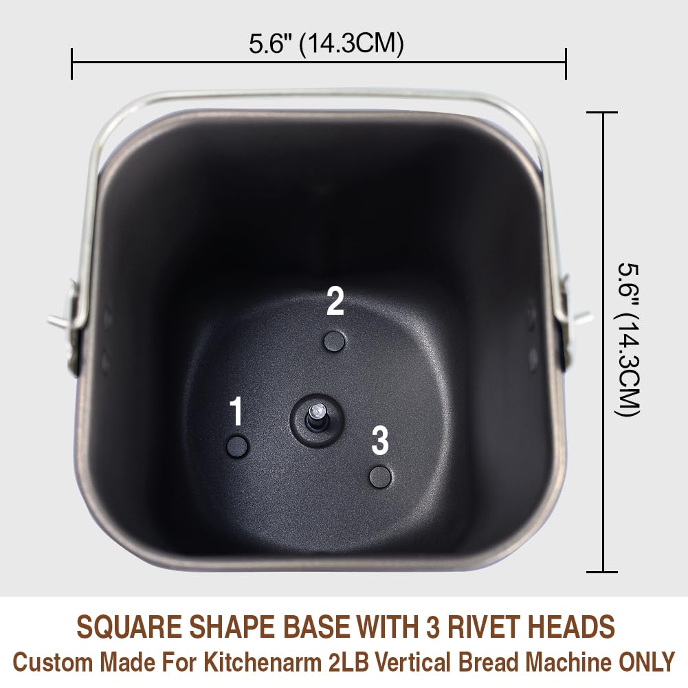 Non-Stick Bread Pan with Kneading Paddle - Replacement Part for KITCHENARM 2LB Vertical Bread Maker (Model KA8520, KA8510) | Teflon Coated Baking Accessory | Perfect for Homemade Bread, Gluten-Free Baking & Artisan Loaves
