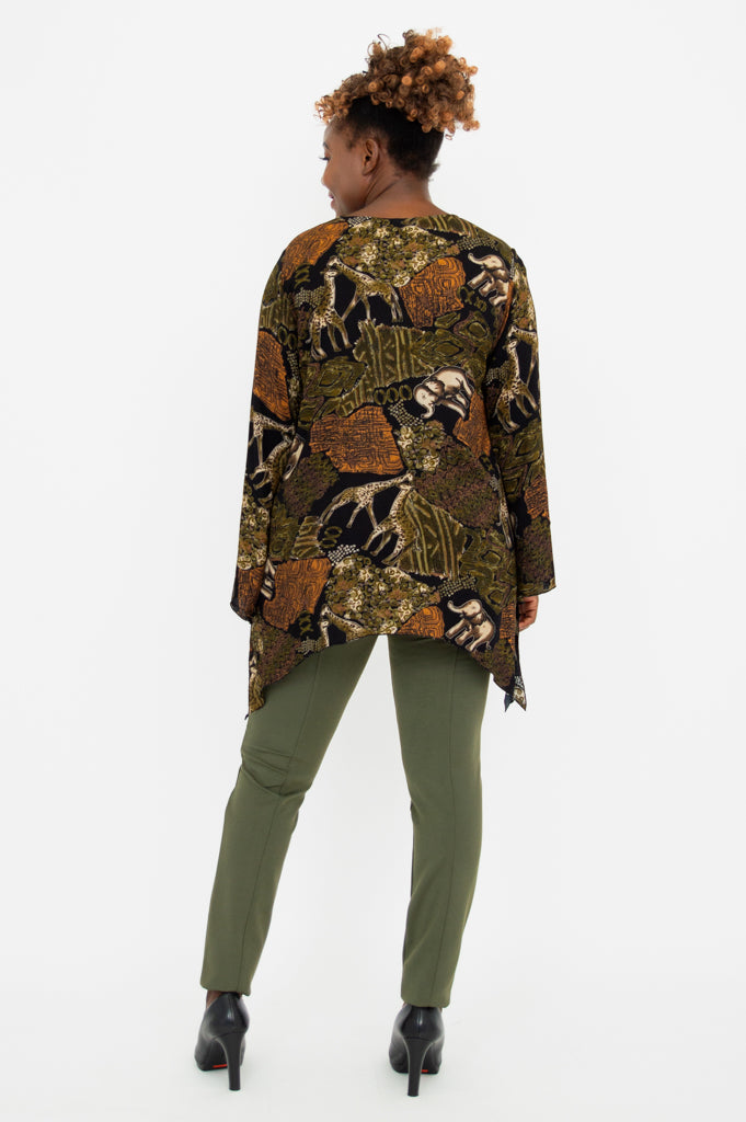 Dorothy Top with Elephant Print - Stylish Women's Blouse for Casual Wear & Summer Outfits
