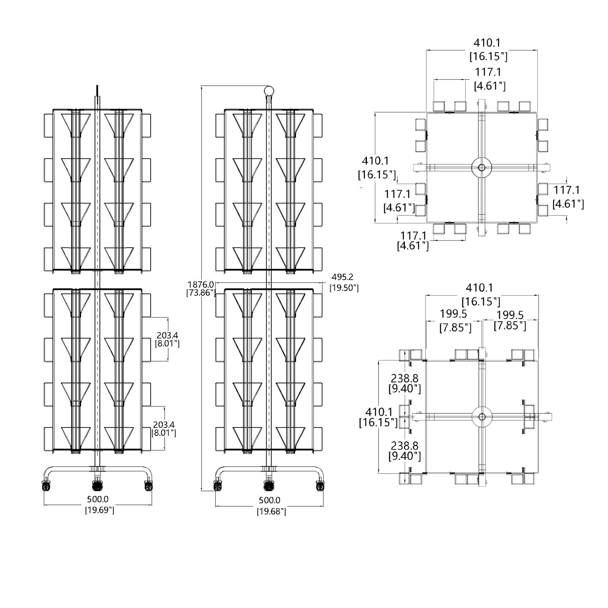 64-Pocket Adjustable Spinning Display Rack for Greeting Cards - 5x7, 7x5 Sizes up to 9.3