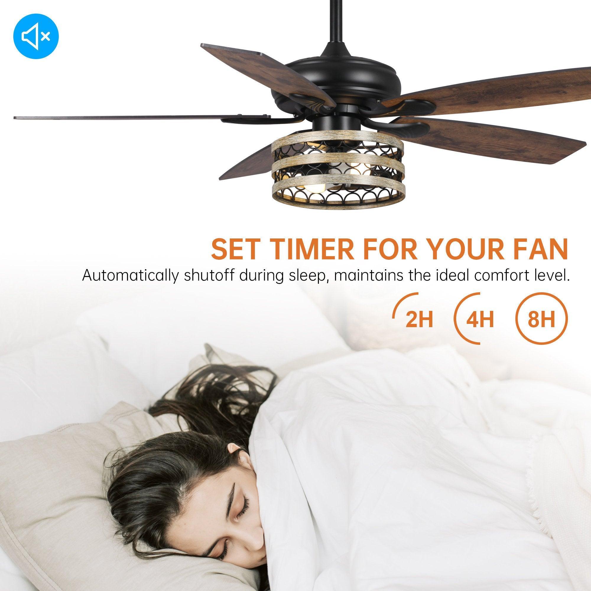 52 Alward Smart Ceiling Fan with LED Light Kit - Remote Control, Dimmable, Energy Efficient - Perfect for Bedroom, Living Room, and Office