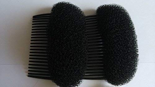 Kabello Comb Donut Puff Maker for Hair Styling - 2 Pack Black Hair Buns for Fluffy Bumps & Voluminous Updos - Perfect for Weddings, Prom, and Everyday Hairstyles