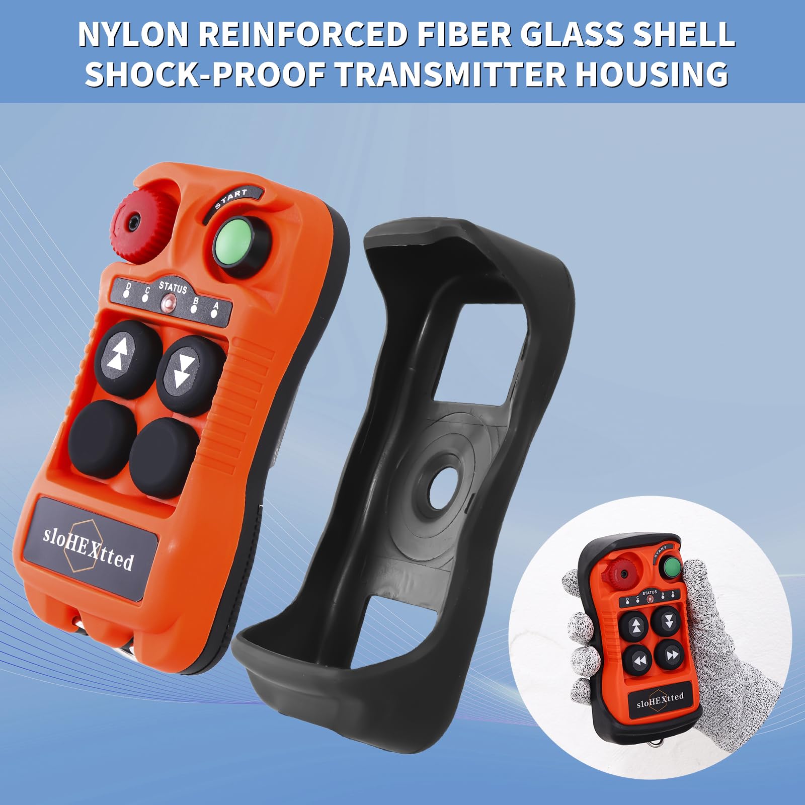 2 Button Industrial Wireless Overhead Crane Remote Control Kit - 12V/24V Radio Transmitter & Receiver for Electric Chain Hoist, Lift, Winch - Durable Construction Site & Warehouse Equipment Controller for Heavy Duty Material Handling