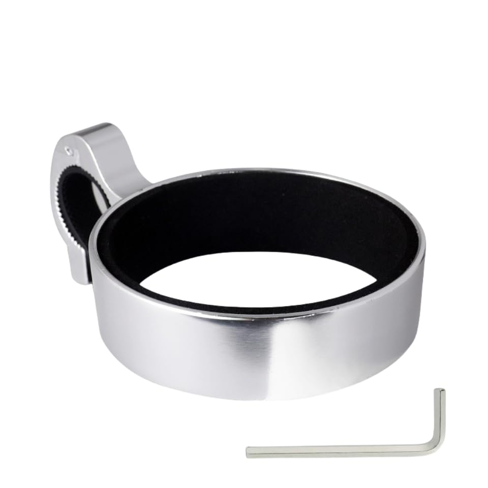 Premium Aluminum Bike Handlebar Cup Holder - Secure, Stylish & Versatile Drink Mount for Cycling, Hiking & Baby Strollers (Silver)
