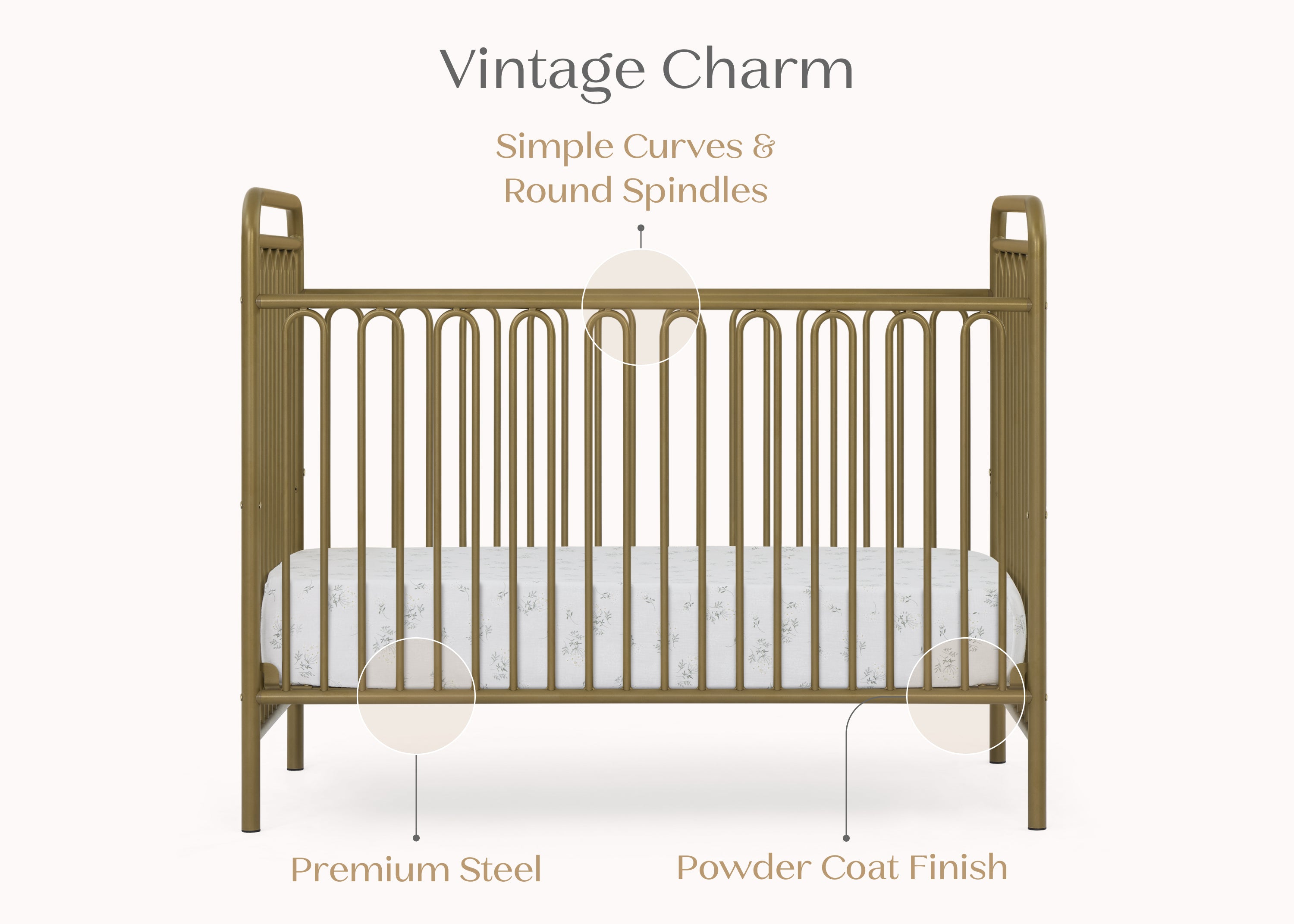 Darcy 4-in-1 Convertible Metal Baby Crib - Toddler Bed, Daybed & Full-Size Bed Conversion - Modern Nursery Furniture for Newborns to Teens (White) | Perfect for Small Spaces & Growing Families