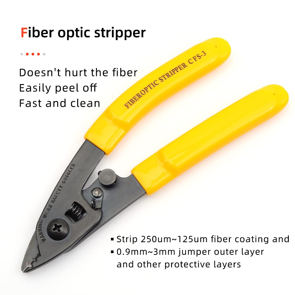 FTTH Fiber Optic Cable Cold Connect Tools Kit with Visual Fault Locator, FC-6S Fiber Cleaver, SC/FC Connector, Optical Power Meter, Cable Tester & Stripper - Complete Termination Kit for Fiber Optic Installation & Maintenance | Ideal for Telecom Technicians & Network Engineers
