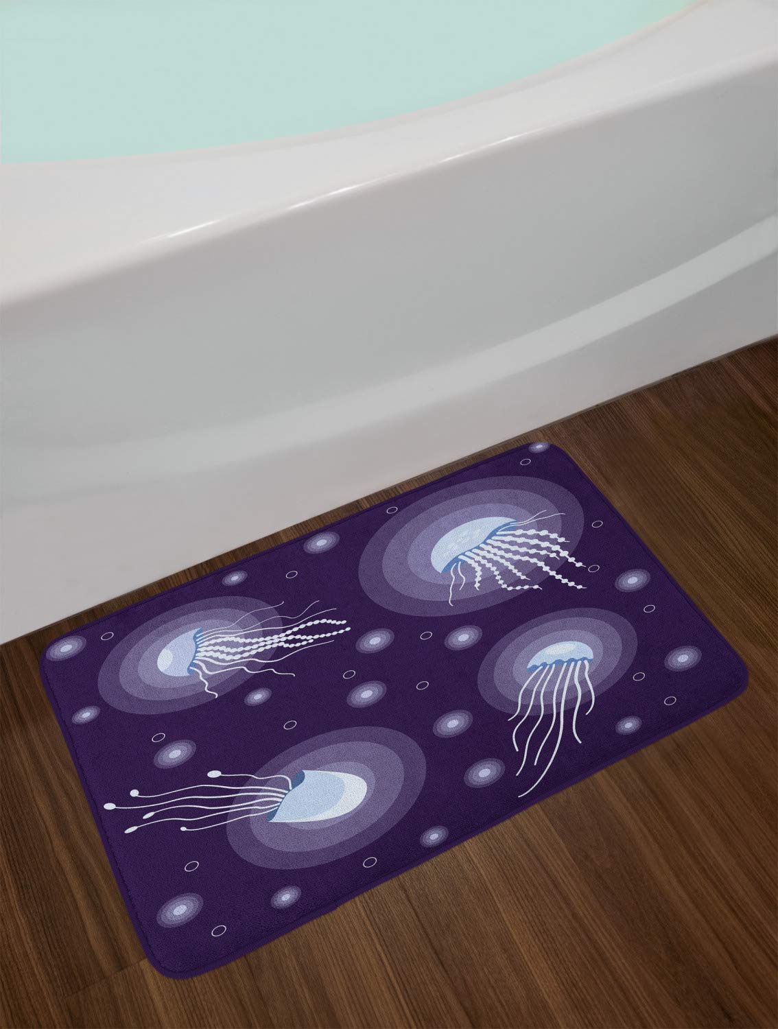 Ambesonne Non-Slip Plush Bath Mat with Abstract Jellyfish Design, 30