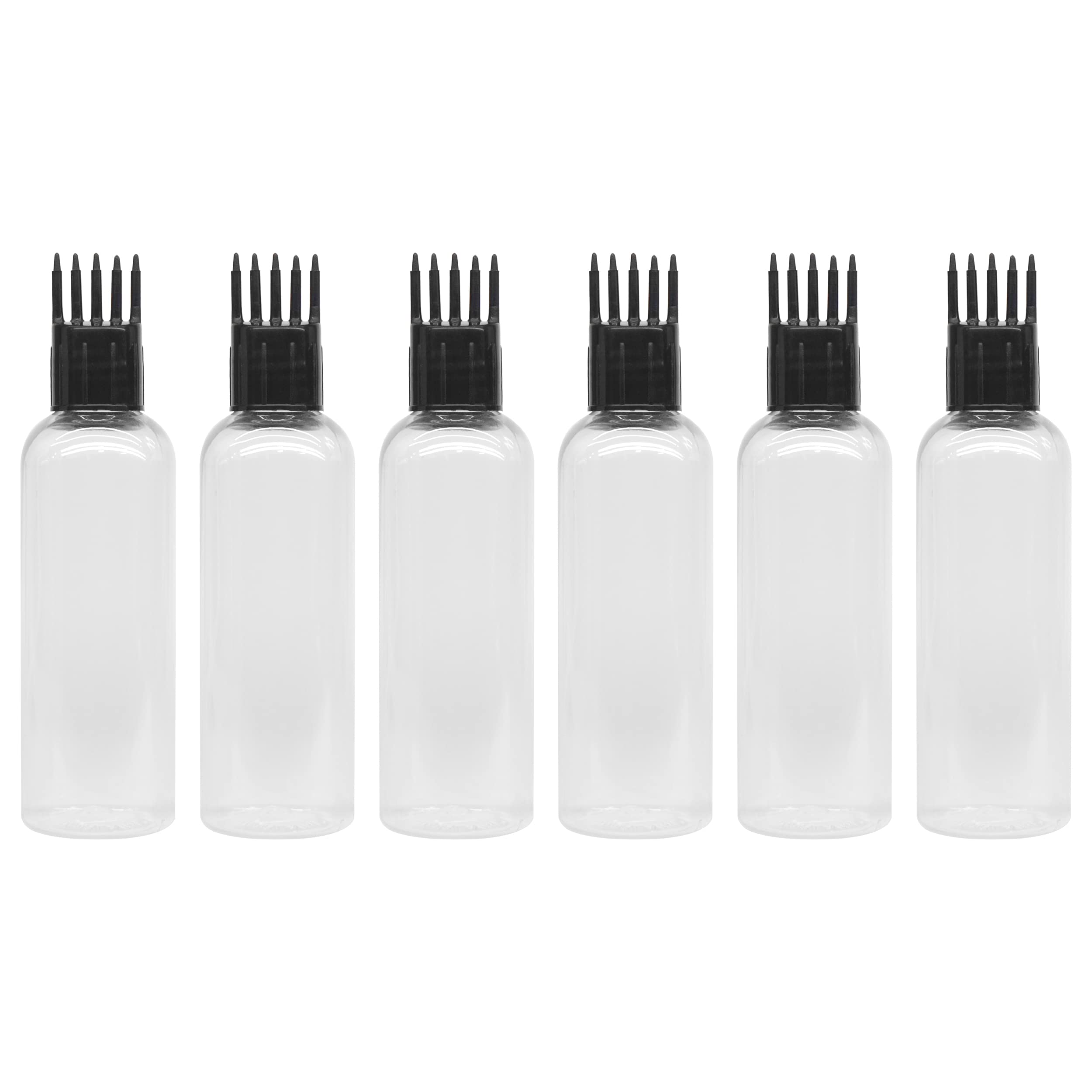 Refillable 100ml Empty Hair Root Comb Applicator Bottle for Hair Oil, Shampoo & Medicine - Round PC3 Plastic Container with Comb Cap - Perfect for At-Home Hair Treatments & Salon Use