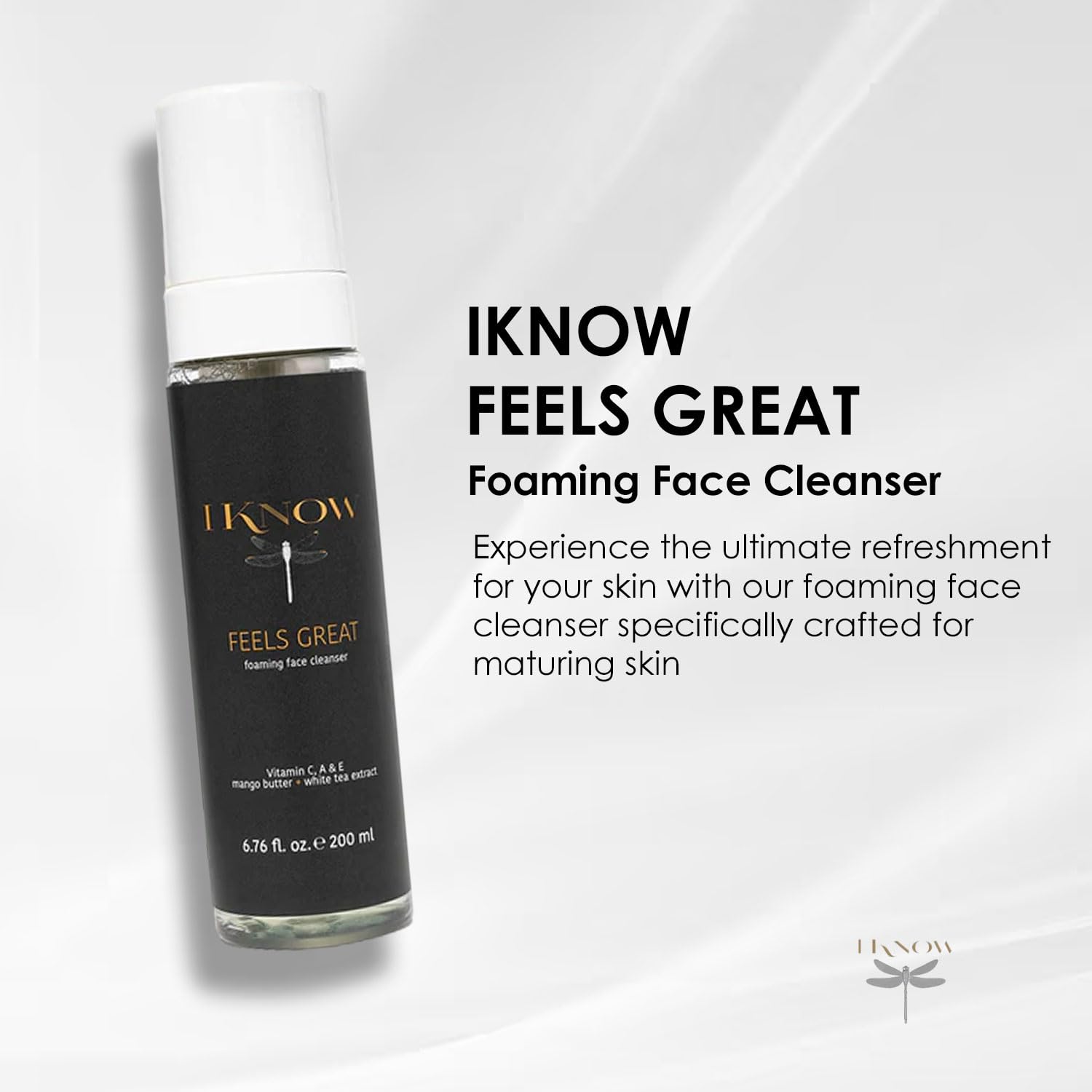 IKNOW FEELS GREAT Foaming Face Cleanser - Gentle Deep Cleansing Facial Wash for Refreshing Skin Care, Hydrating & Moisturizing Daily Face Wash (6.76 OZ) - Perfect for Morning & Night Routine, Travel-Friendly Skincare Essential