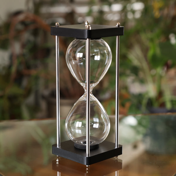 Square Hourglass Urn with Metal Spindles - Elegant Sand Timer for Home Office Decor, Meditation & Board Games - Perfect Gift for Time Management & Vintage Style Lovers