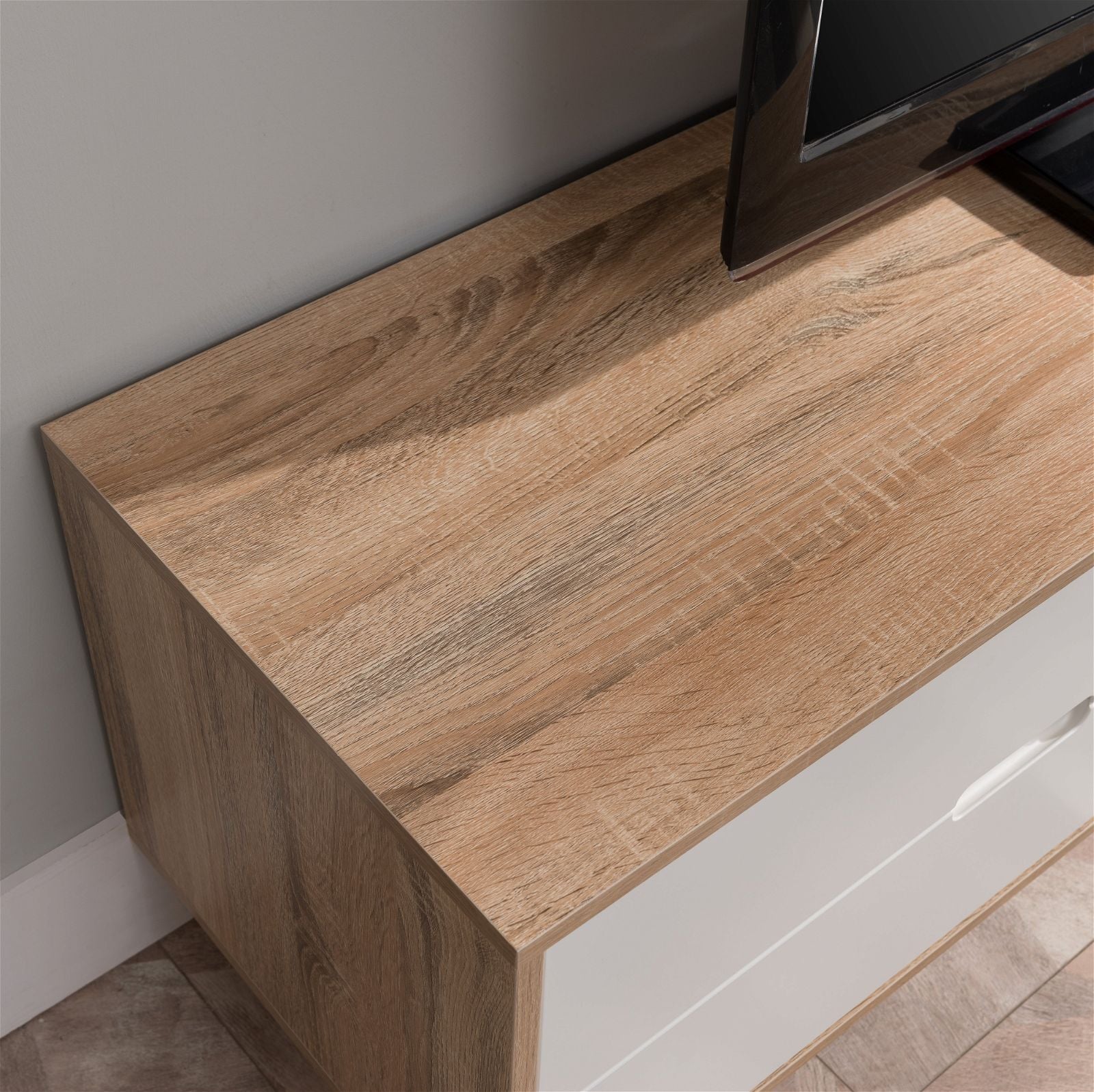 Criterion 1800mm Oak White Tuscany TV Stand Entertainment Unit - Perfect for Living Room, Home Theater & Media Storage