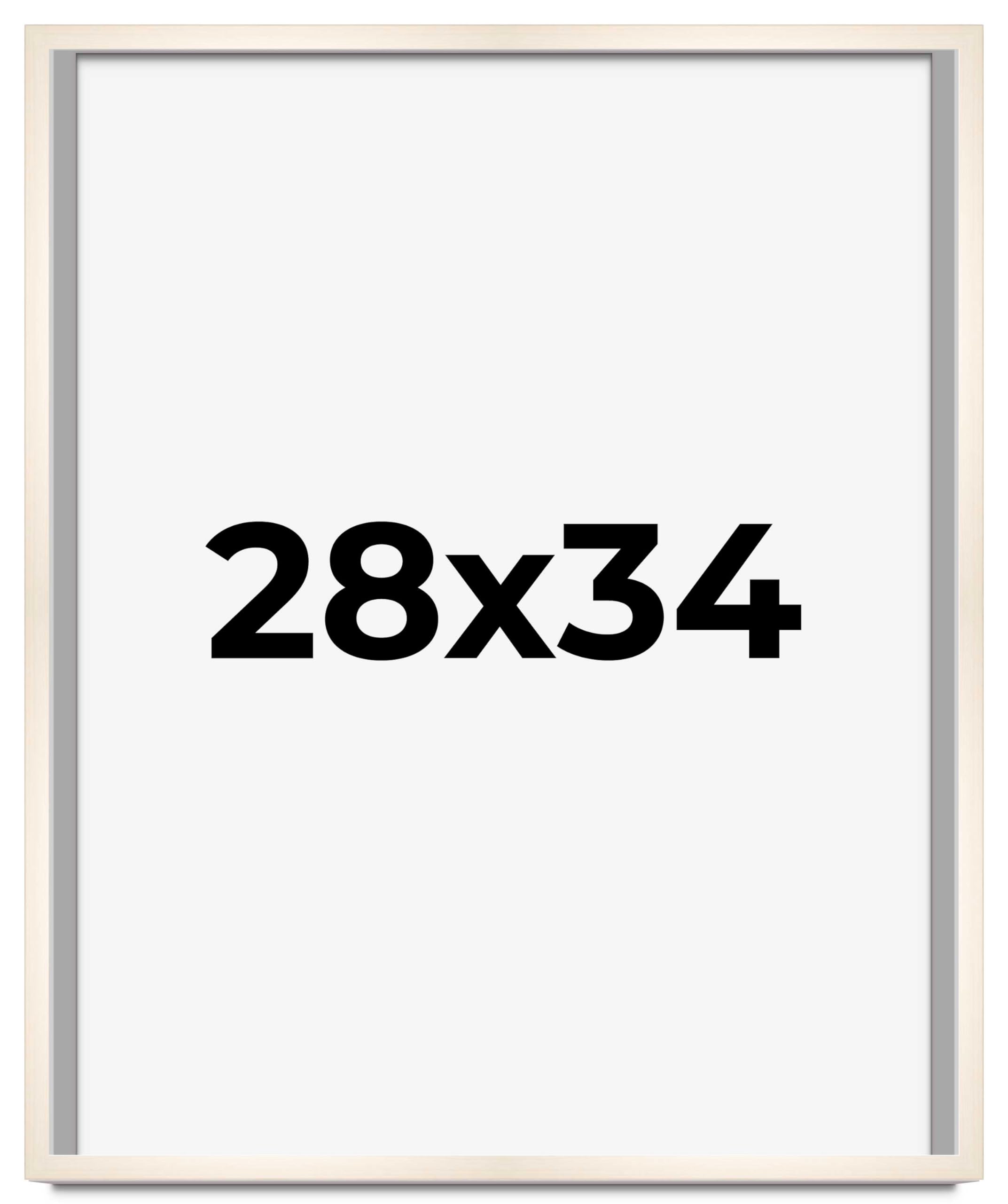 CountryArtHouse 28x34 Inch Whitewashed Solid Wood Picture Frame - 0.8125 Inch Moulding Width with UV Acrylic Plexiglass, Acid-Free Foam Board Backing & Hanging Hardware | Perfect for Wall Art, Family Photos & Home Decor