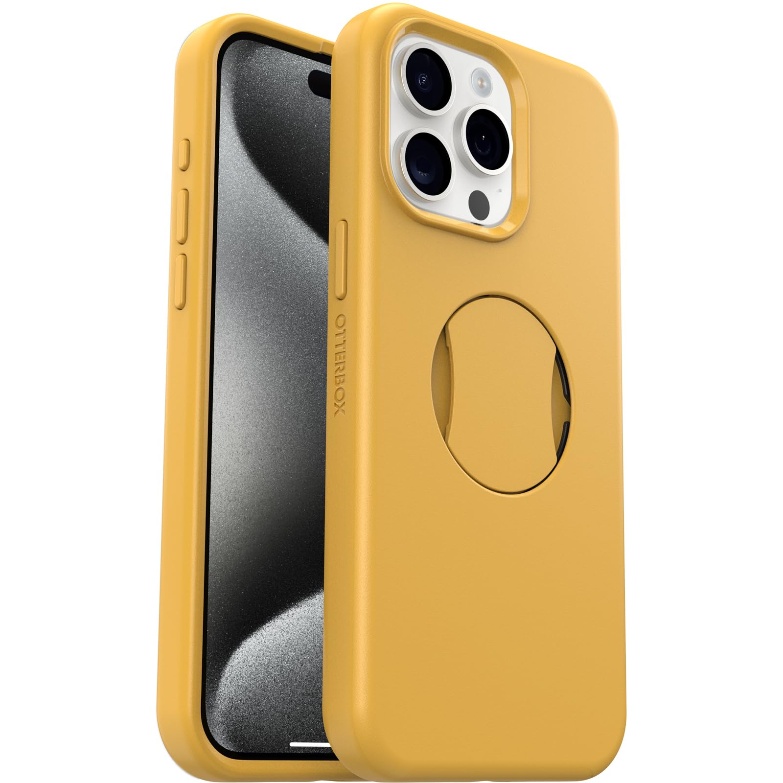 OtterBox iPhone 15 Pro MAX Case - OtterGrip Symmetry Series with Built-in Grip, Aspen Gleam (Orange) | Slim Protective Cover, MagSafe Compatible, Raised Edges for Camera & Screen Protection | Perfect for Outdoor Activities, Travel & Daily Use