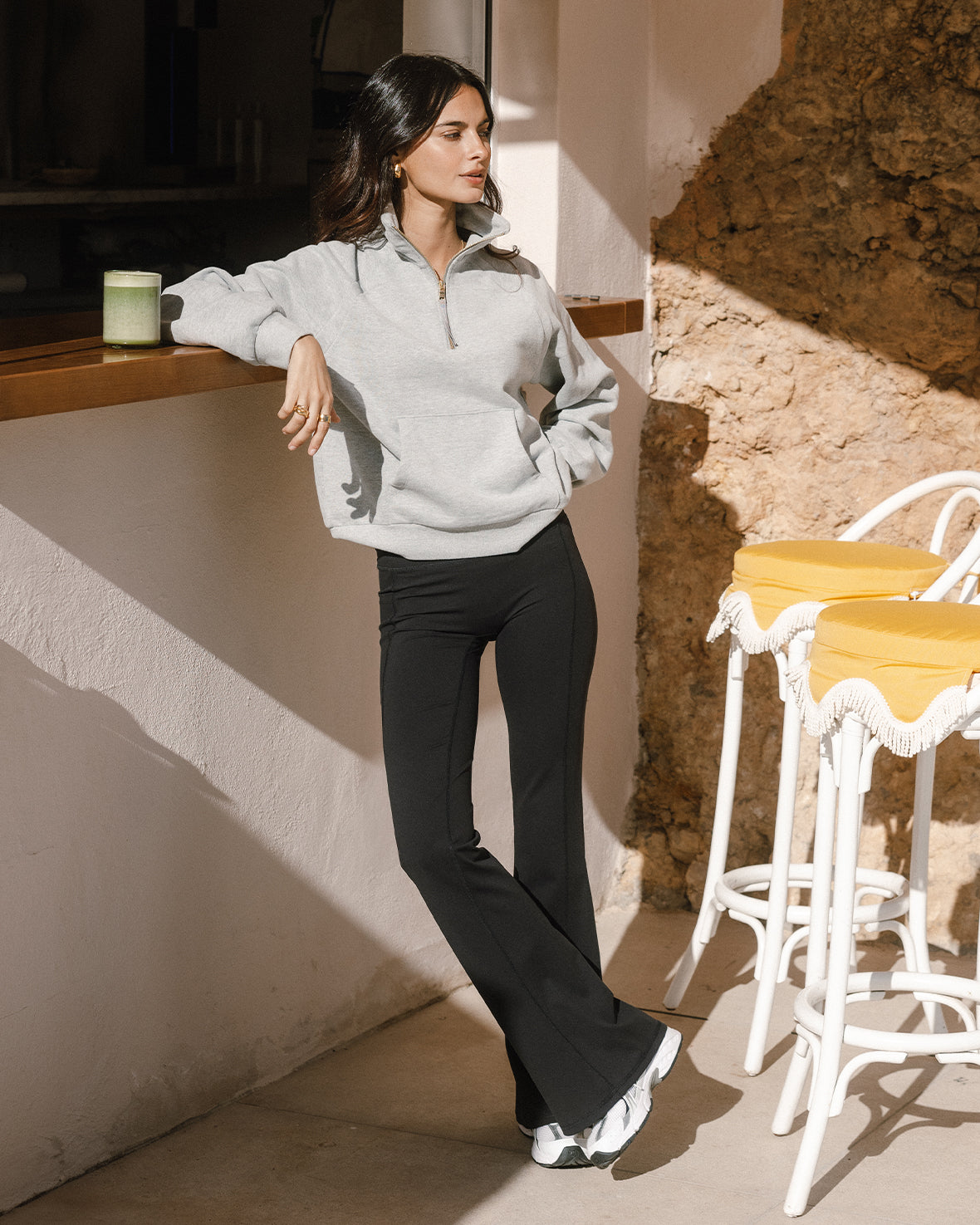 LuxeComfort Scuba Half Zip Sweatshirt for Women - Soft Fleece Pullover Hoodie, Grey Marl - Perfect for Casual Outfits, Gym Wear & Cozy Loungewear