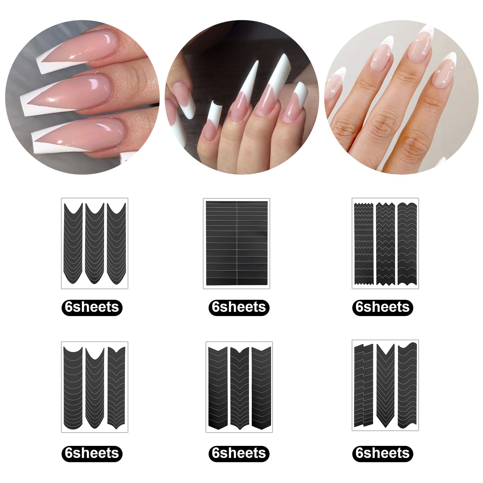 French Tip Nail Guides - 36 Self-Adhesive Sheets for DIY Manicure at Home