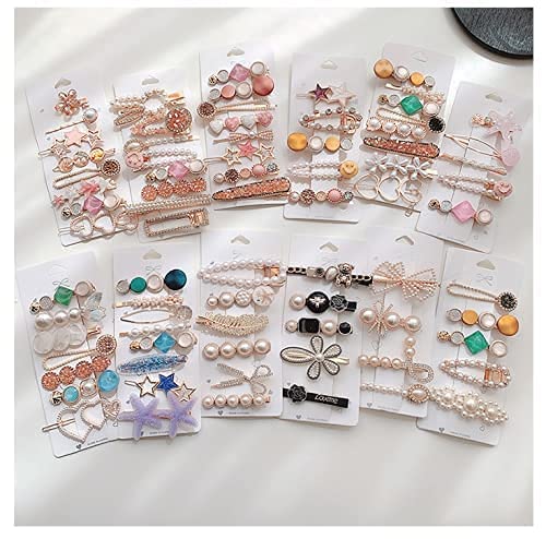 Korean Fashion Pearl Rhinestone Hair Clips for Women - Elegant Metal Hairpins Set of 5 - Perfect for Weddings, Parties & Daily Styling