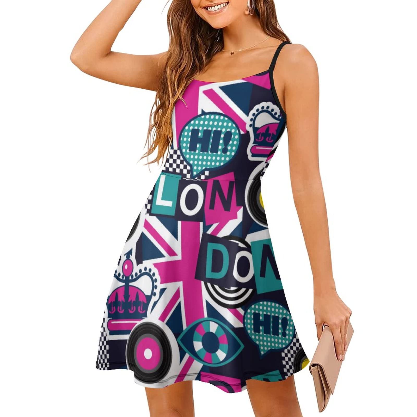 Women's Sling Summer Dress - Casual Floral Short Sundress with Mediterranean Style | Perfect for Beach Vacations, Pool Parties & Summer Outings