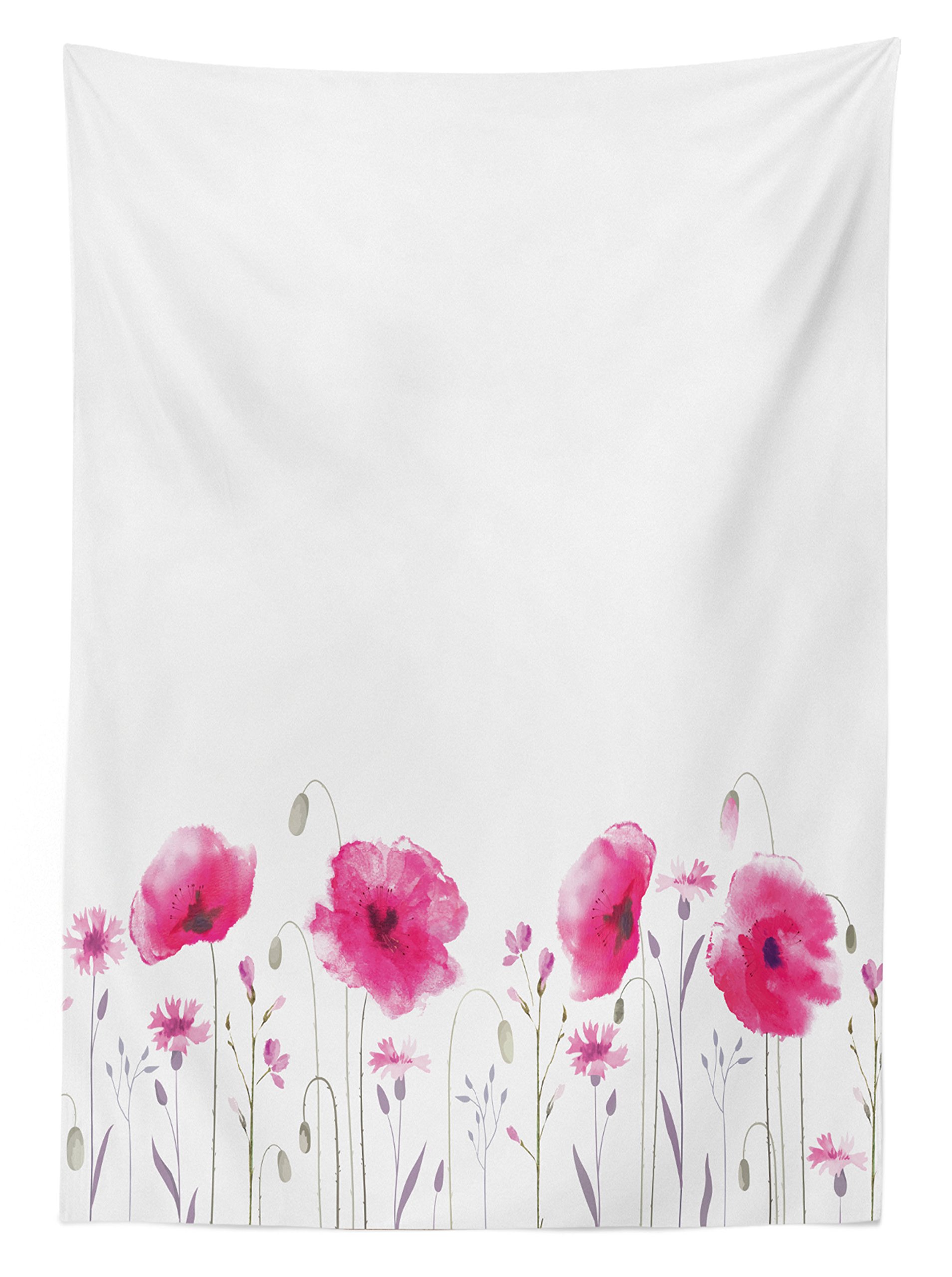 Ambesonne Floral Outdoor Tablecloth - Poppy Petals Summer Garden Theme, Washable Picnic Table Cover 58
