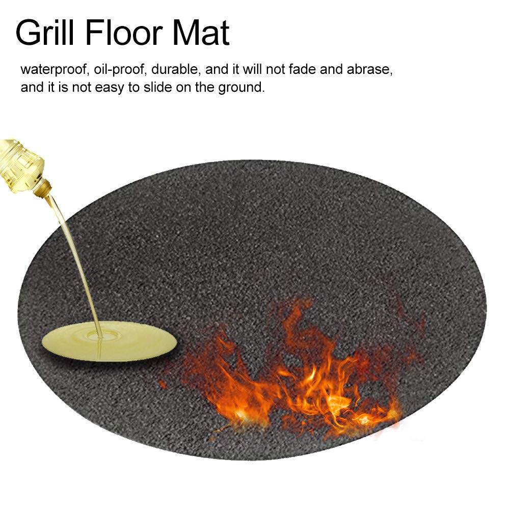 LANGM 68CM Round Fire Pit Mat - Heat Resistant Grill Splatter Mat for Gas BBQ, Fireproof Under Grill Floor Protector - Perfect for Backyard, Outdoor, Deck & Patio Use During Camping, Barbecue Parties & Fire Pit Gatherings