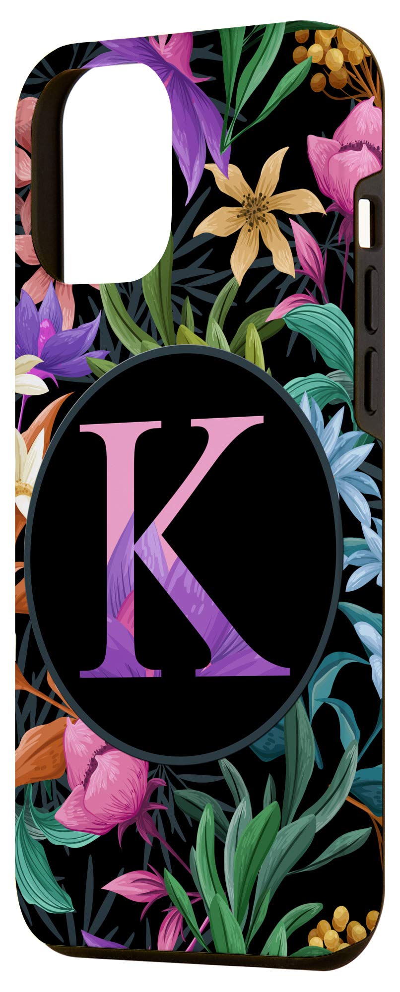 iPhone 12 Pro Max Case - Exotic Tropical Floral Design with Custom Monogram Initial Letter | Durable Protective Phone Cover for Women, Perfect for Beach Vacation, Summer Outings & Boho Style Fashion