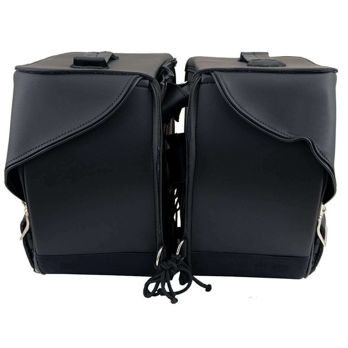 Shaf International Milwaukee Leather SH55101ZB Black 3-Strap Zip-Off Motorcycle Saddlebags - Waterproof Storage for Harley, Honda, Yamaha Bikes - Perfect for Road Trips & Daily Commuting