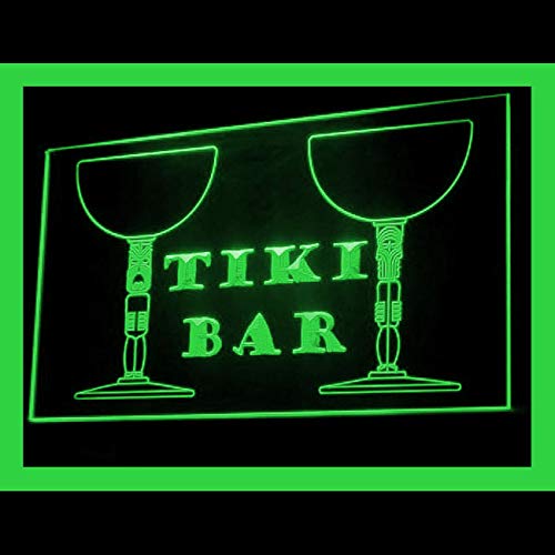 170114 Tiki Bar Beer Pub Club Open Outdoor Free Display LED Light Neon Sign - Perfect for Bars, Pubs, Restaurants & Home Decor