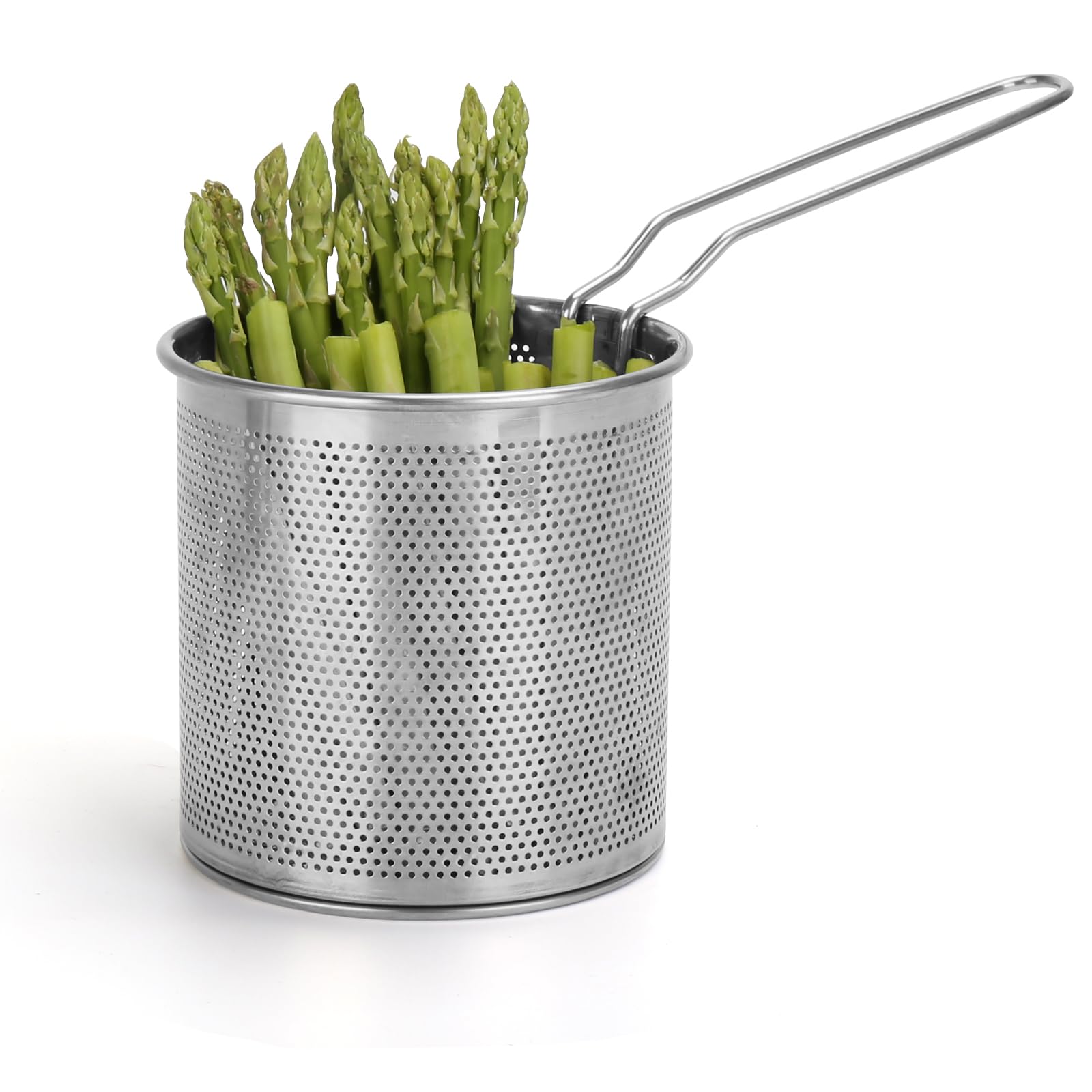 1.3-Quart Mini Deep Fryer Pot with Basket - Small Electric Fryer & Soup Pot with Tongs & Lid for 1-2 People - Gas & Induction Compatible - Dishwasher Safe - Perfect for Home Cooking, Camping & Small Kitchens