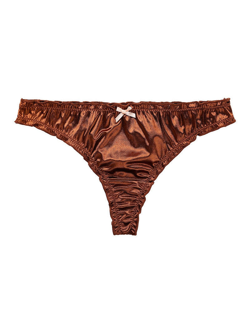 ZASUWA Women's Velvet Bow Tie T-Back Panties - Soft & Sexy Underwear for Valentine's Day, Date Night, and Special Occasions
