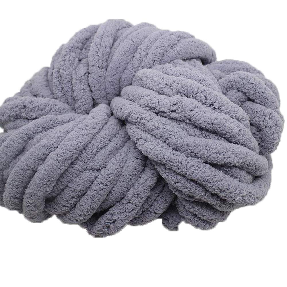 1KG DIY Chenille Yarn - 100% Polyester Soft Grey Chunky Knitting Yarn for Blankets, Hats & Scarves - Perfect for Cozy Winter Crafts & Home Decor Projects