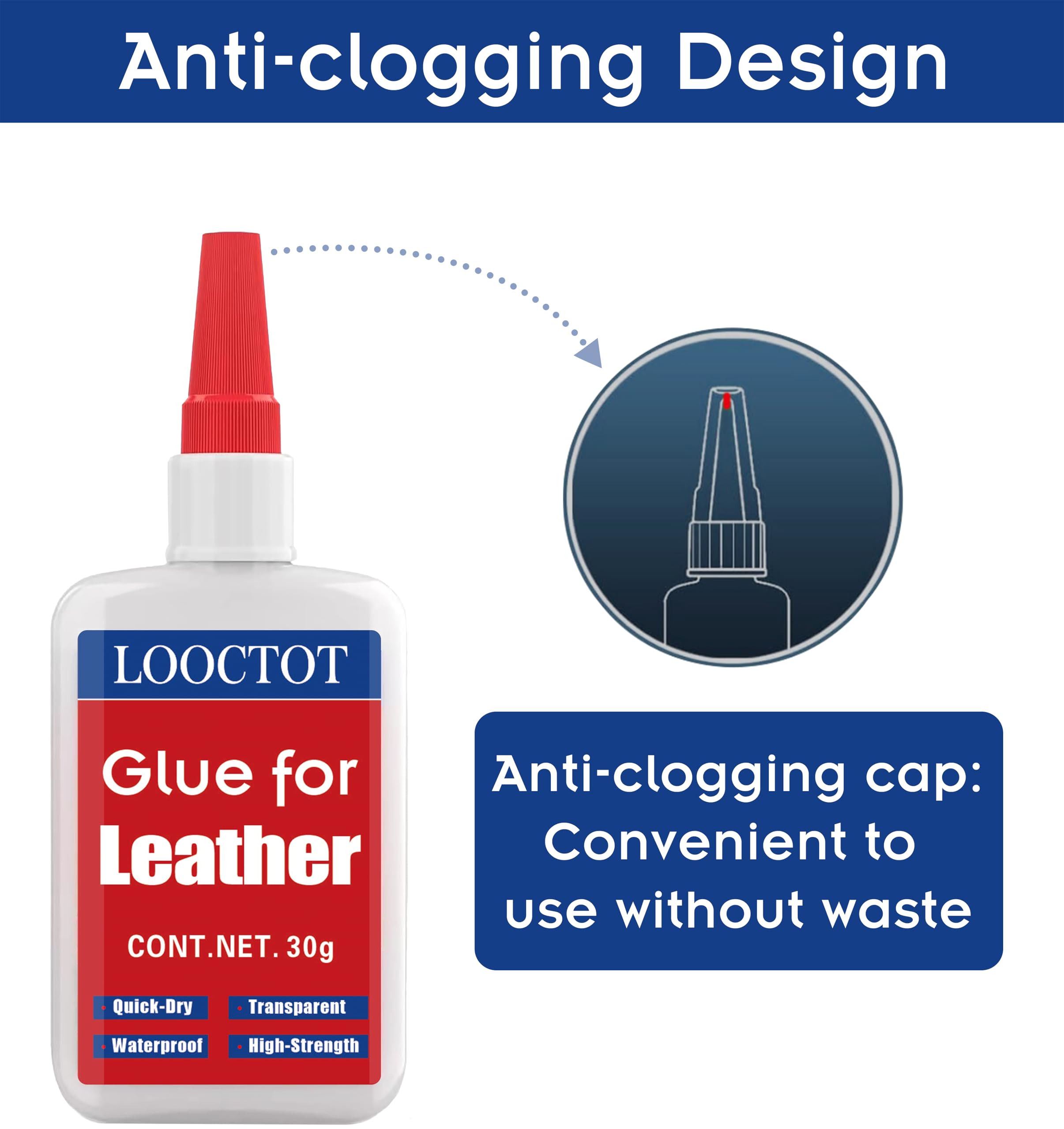 30g Leather Glue - Strong Adhesive for Purses, Sofas, Furniture & Leathercraft | Super Instant Bonding, Quick-Dry Waterproof Clear Glue | Perfect for Leather Repairs, DIY Projects & Upholstery