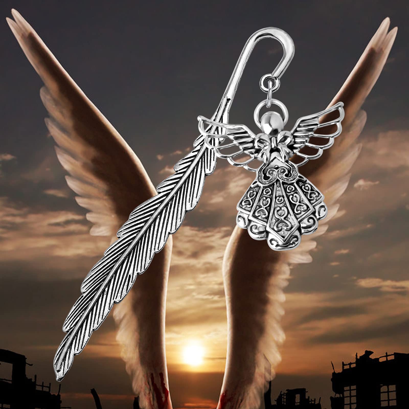 WSNANG Angel Metal Bookmark - Elegant Feather Design for Book Lovers, Religious Gift Idea - Perfect for Bible Study, Journaling & Reading Accessories
