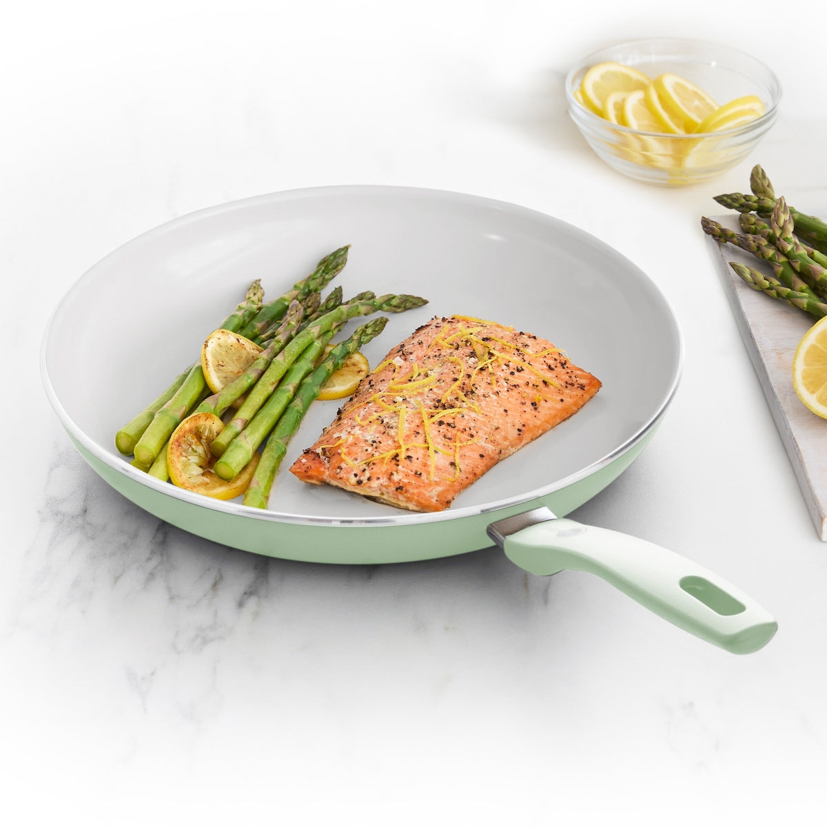 Dover Ceramic Nonstick 12-Inch Fry Pan - Pastel Green | PFOA-Free, Scratch-Resistant Cookware for Healthy Cooking | Perfect for Frying, Sautéing & Omelets