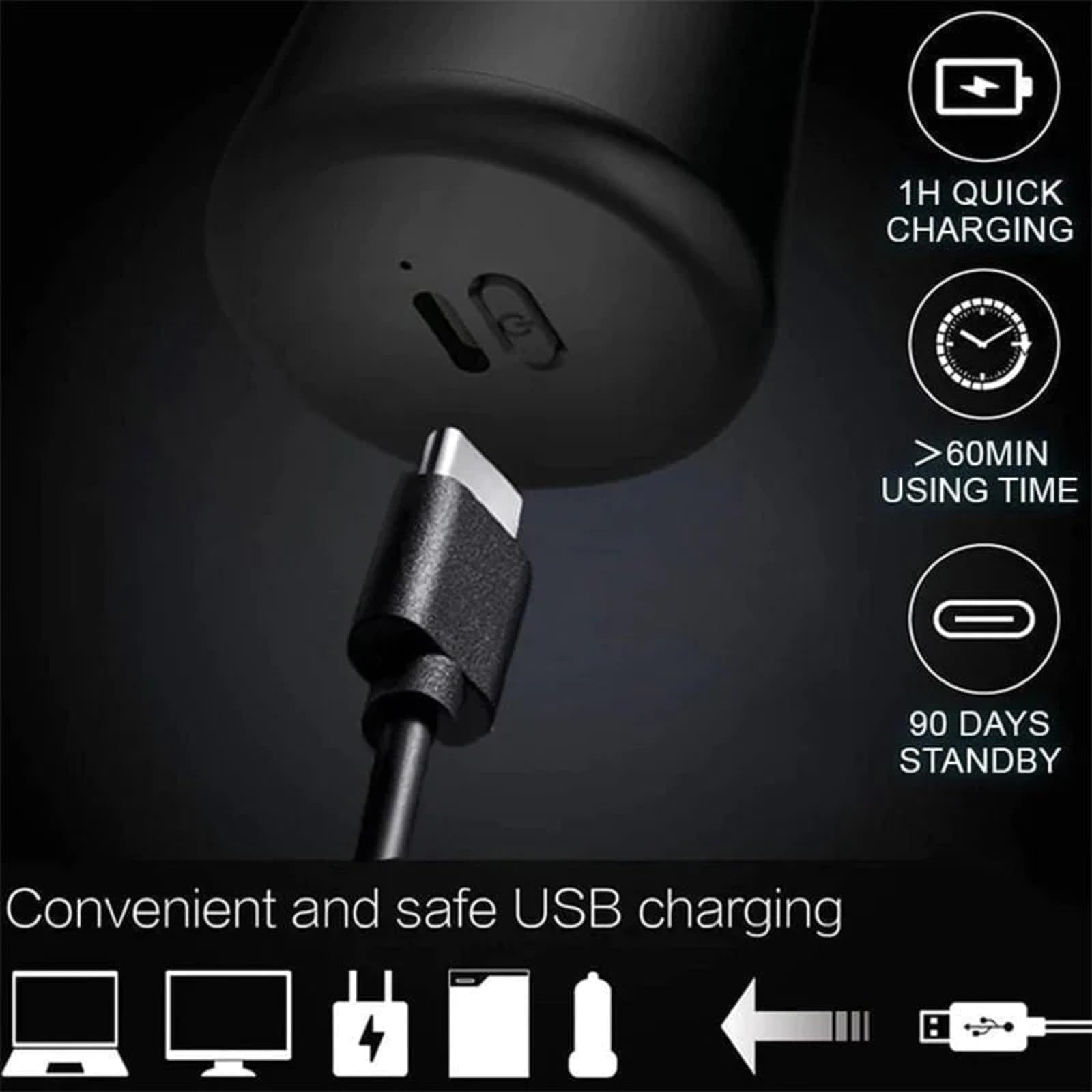 Allison Shaver - Compact USB Rechargeable Electric Razor for Men, Portable Wet/Dry Facial Hair Trimmer, Washable Travel Shaver with Precision Blades (Black) - Perfect for Travel, Gym, Office & Daily Grooming