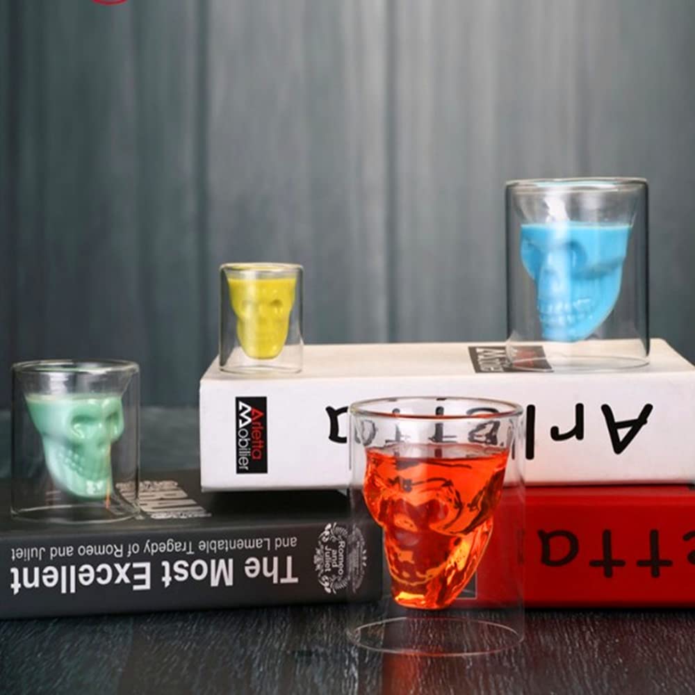 Crystal Skull Shot Glasses - 250ml Whiskey, Beer & Wine Drinking Glasses - Unique Bar Tableware for Halloween Parties, Themed Events & Home Decor
