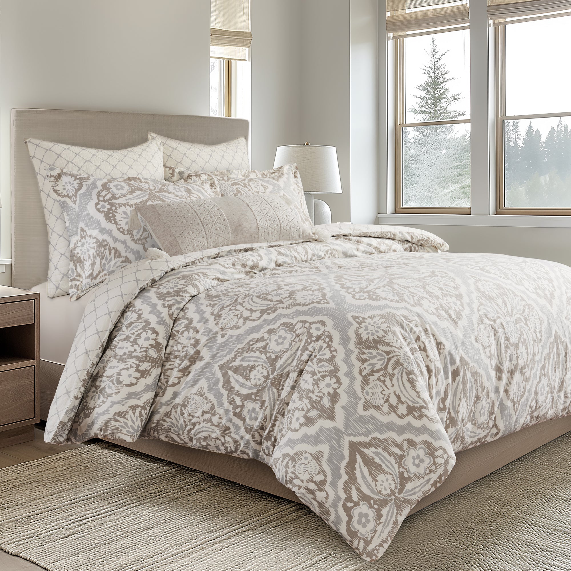 Becker Taupe Comforter Set - King Size Bedding Set with Pillow Shams, Soft Microfiber Comforter for All Seasons - Perfect for Master Bedroom, Guest Room & Cozy Home Decor