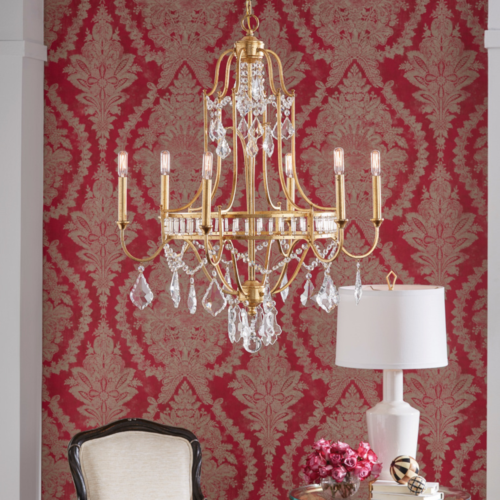 Luxury Buckhead Chandelier in Gold Leaf Finish - Elegant Ceiling Light Fixture for Dining Room, Living Room & Bedroom Decor