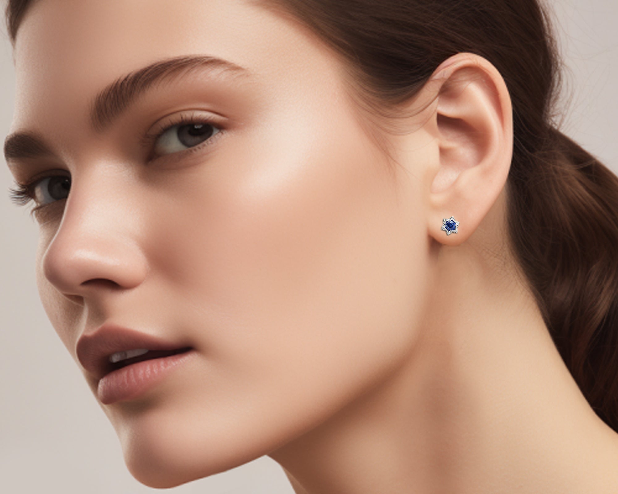 Elegant Blue Sapphire Earrings - Minimalist Lotus Design Jewelry for Women | Perfect for Weddings, Parties & Special Occasions