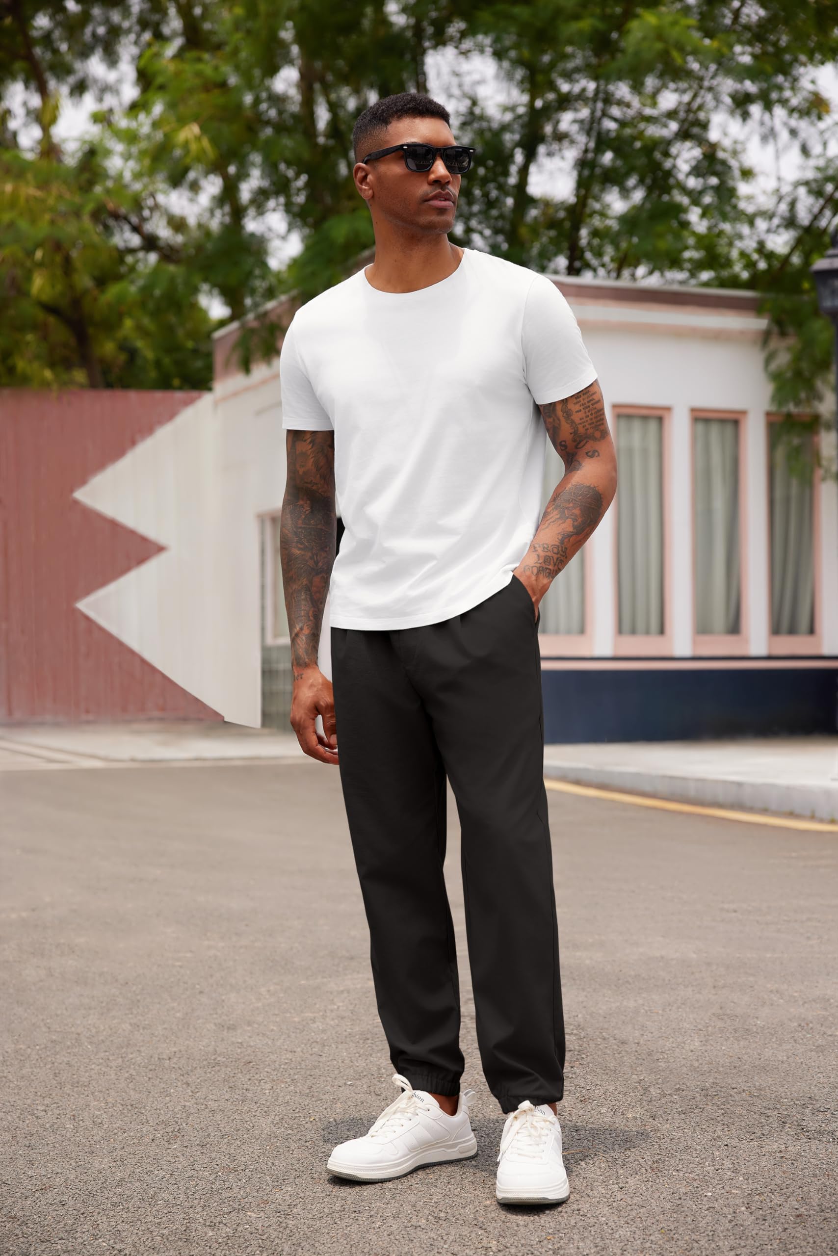 COOFANDY Men's Lightweight Linen Jogger Pants - Elastic Waist with Drawstring, Casual Yoga Beach Pants with Pockets | Perfect for Summer, Travel, Lounge & Outdoor Activities
