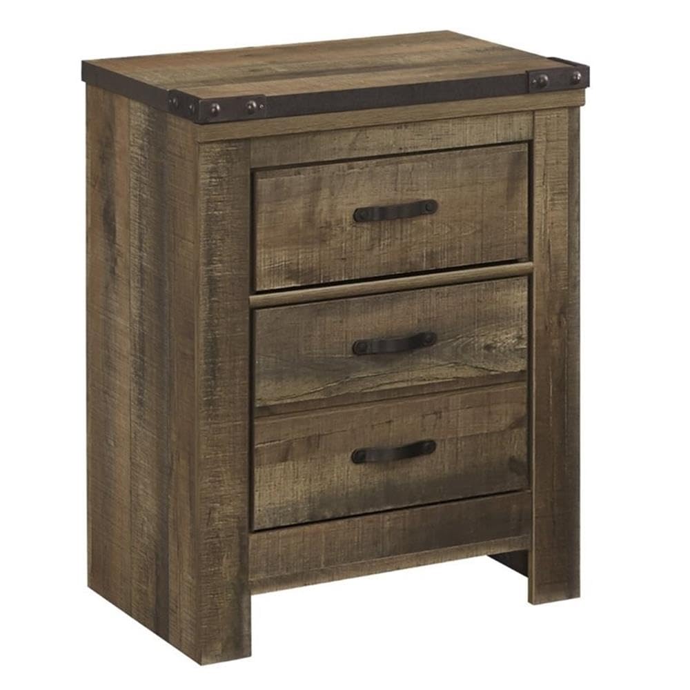 Brown Wood Nightstand Set - 2 Drawer Night Stand & Matching 3-Piece Bedroom Furniture | Perfect for Master Bedroom, Guest Room & Apartment Decor
