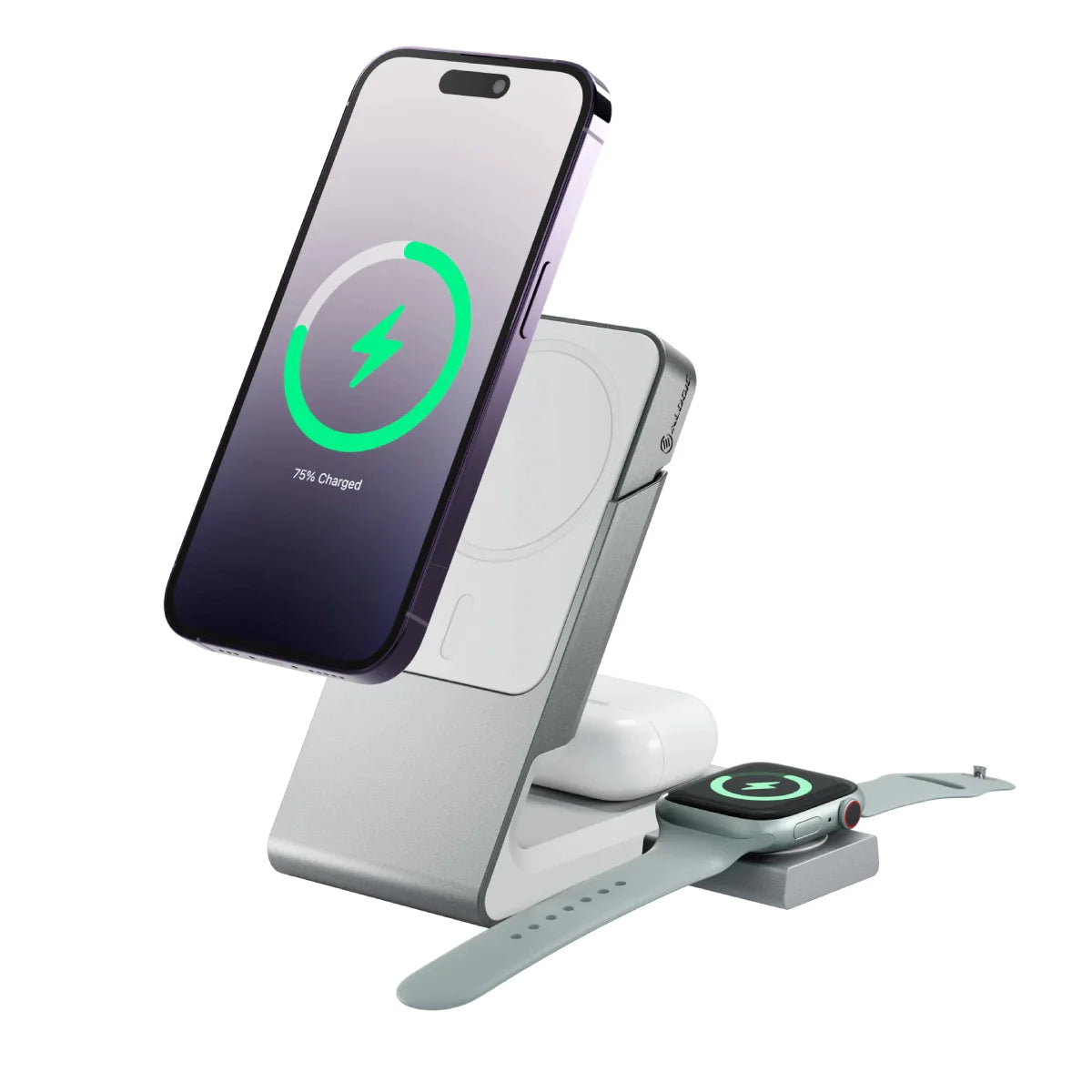 3-in-1 Magnetic Wireless Charging Station for iPhone 16/12, Apple Watch & AirPods - Fast Charging Dock with Universal Compatibility for All Apple Devices | Perfect for Home, Office & Travel