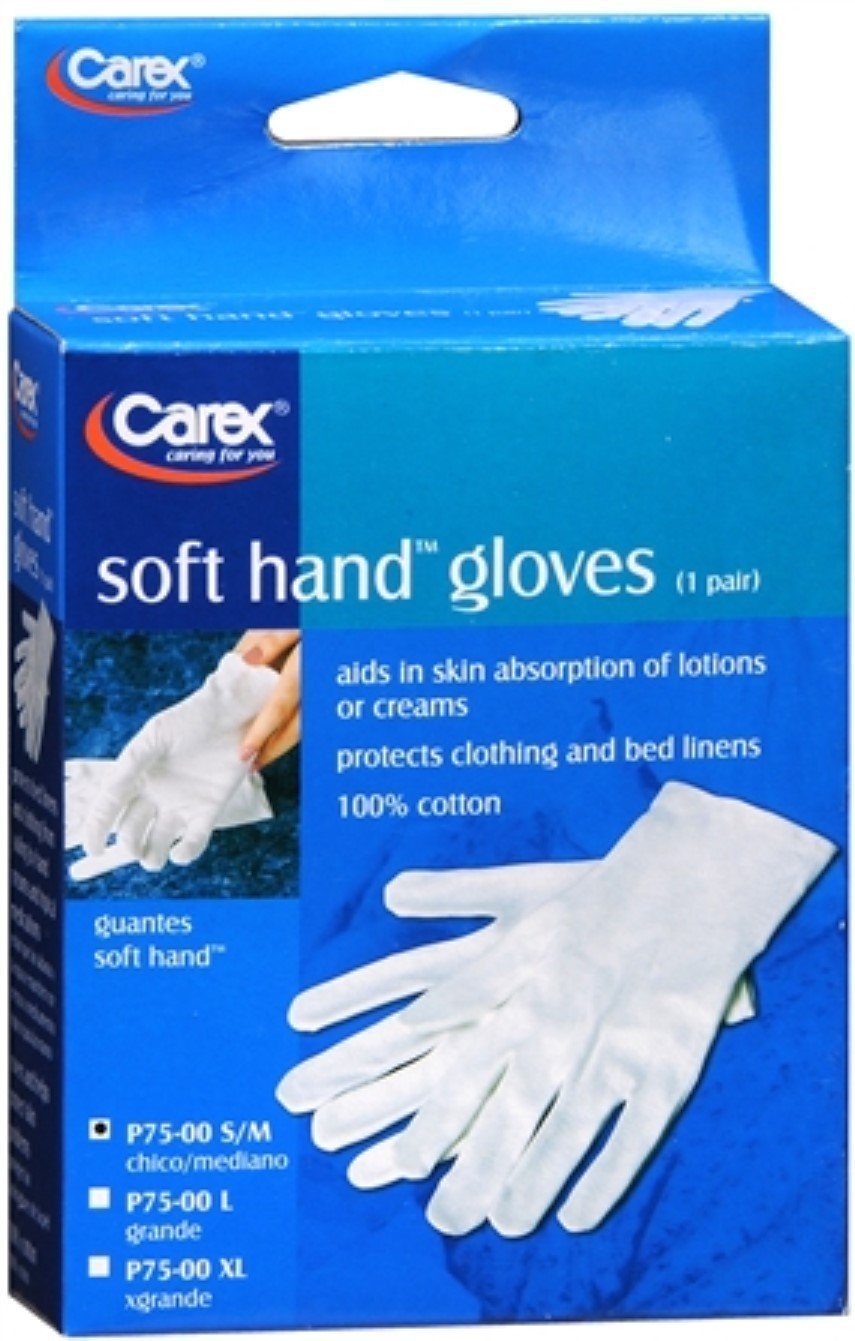 Carex Small/Medium Soft Hands Cotton Gloves (Assorted Colors) - Comfortable & Breathable for Dry Skin Relief, Hand Eczema Care - Perfect for Nighttime Moisturizing, Winter Hand Protection & Sensitive Skin Care