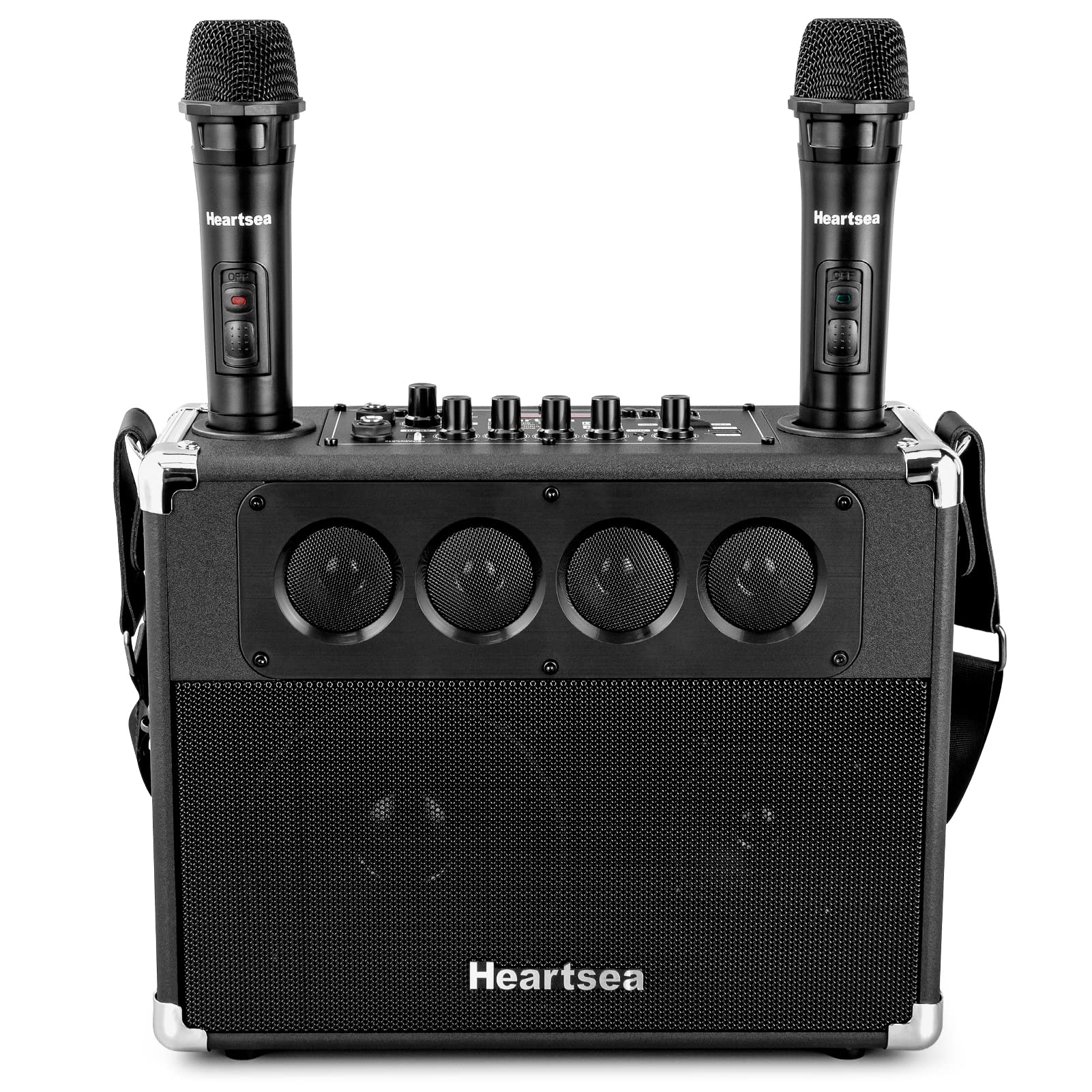 Heartsea Portable Karaoke Machine with 2 Wireless Mics - Bluetooth Speaker System for Home & Outdoor Parties | USB/SD/AUX/TV Input, TWS Pairing, High-Power Sound | Perfect for Family Gatherings, Birthday Events & Camping Sing-Alongs