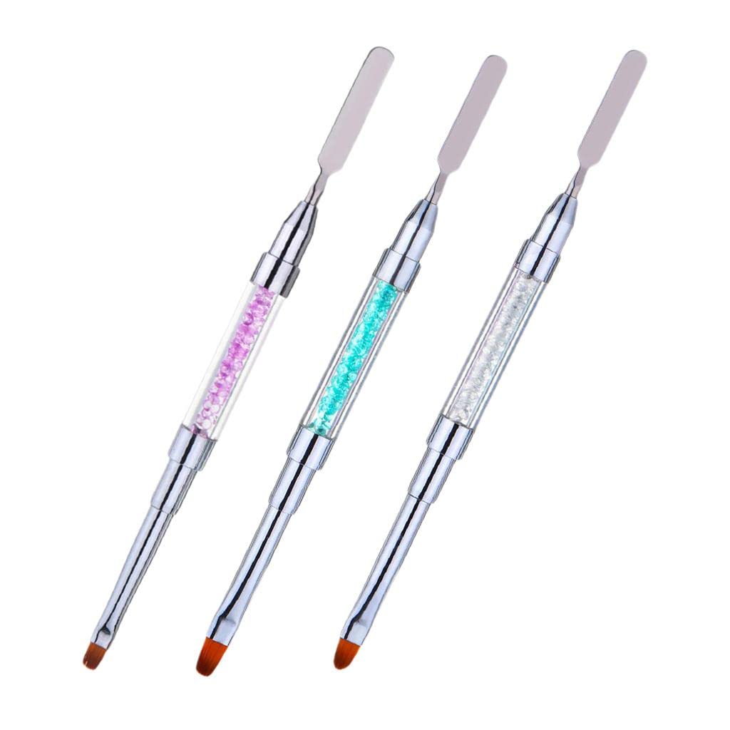 VMS INDIA Dual-Ended Poly Gel Nail Brush for Acrylic & UV Gel Nail Extensions - Professional Blue Nail Art Builder Brush for Salon & Home Manicure (Perfect for Nail Art, Sculpting & Extension Building)