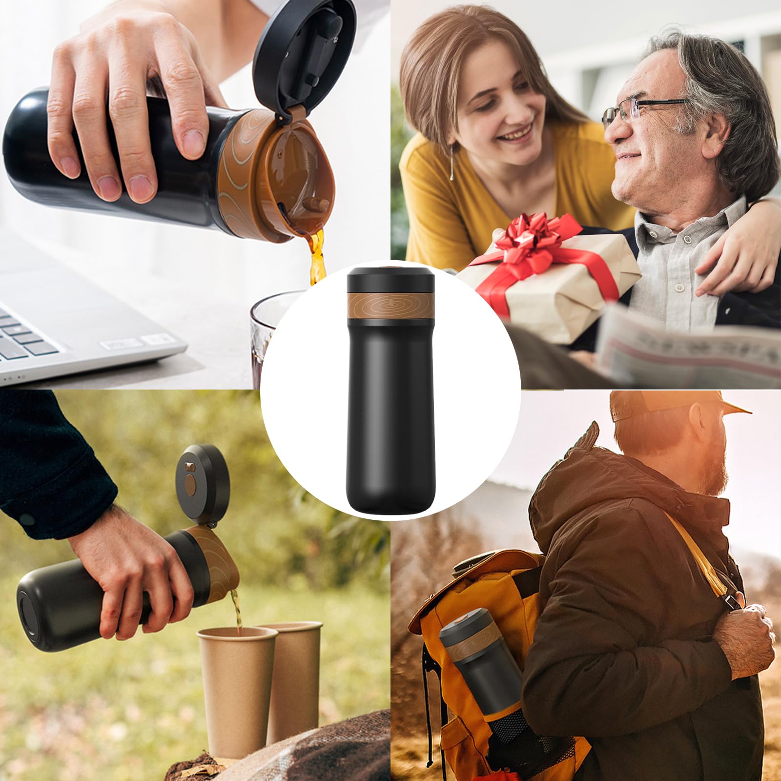 Premium Stainless Steel French Press Coffee Maker - 320ML Portable Travel Mug for Hot & Cold Brew, Vacuum Insulated - Perfect for Camping, Office & On-the-Go Coffee Lovers